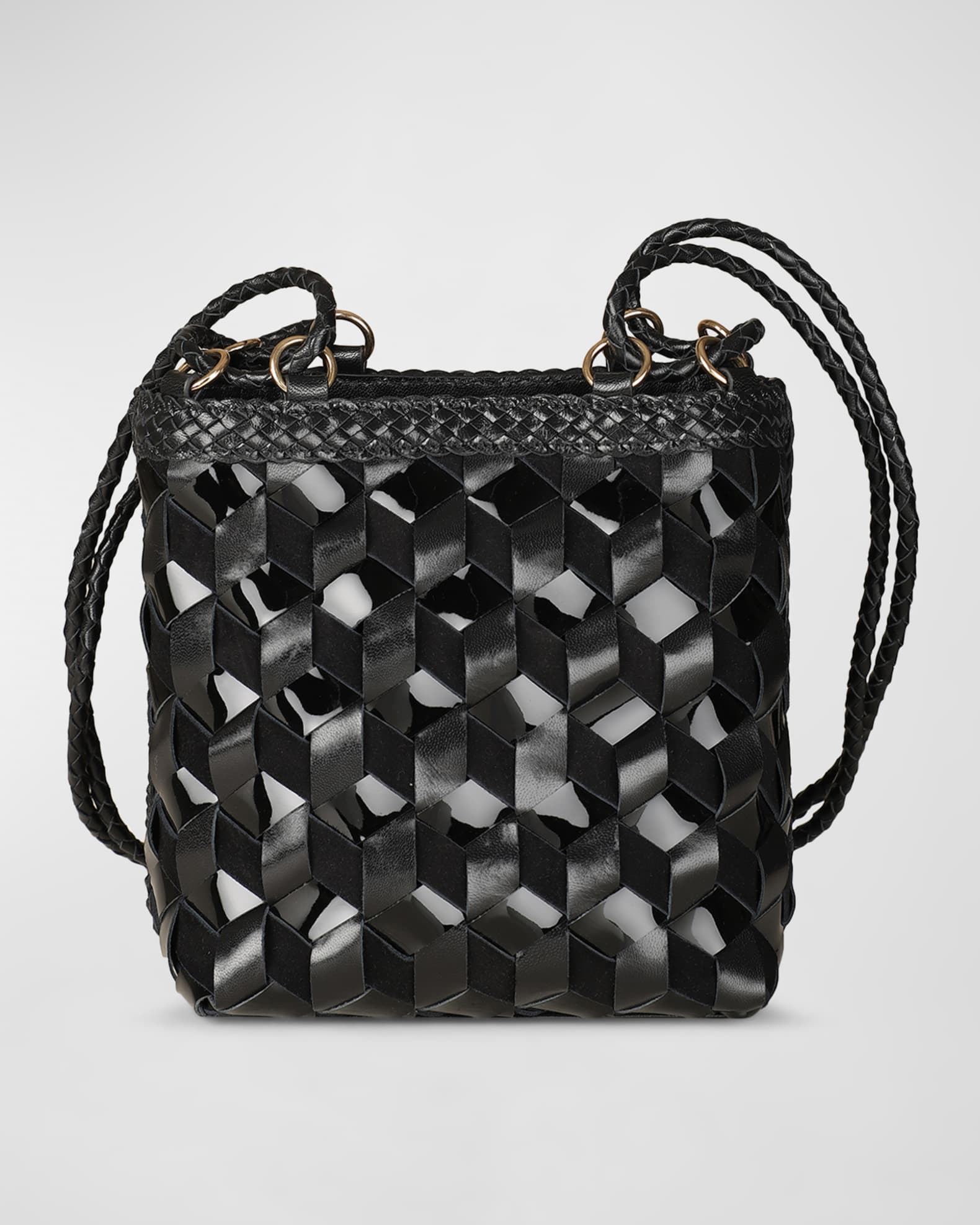 Annick Woven Leather Bucket Crossbody Bag 0