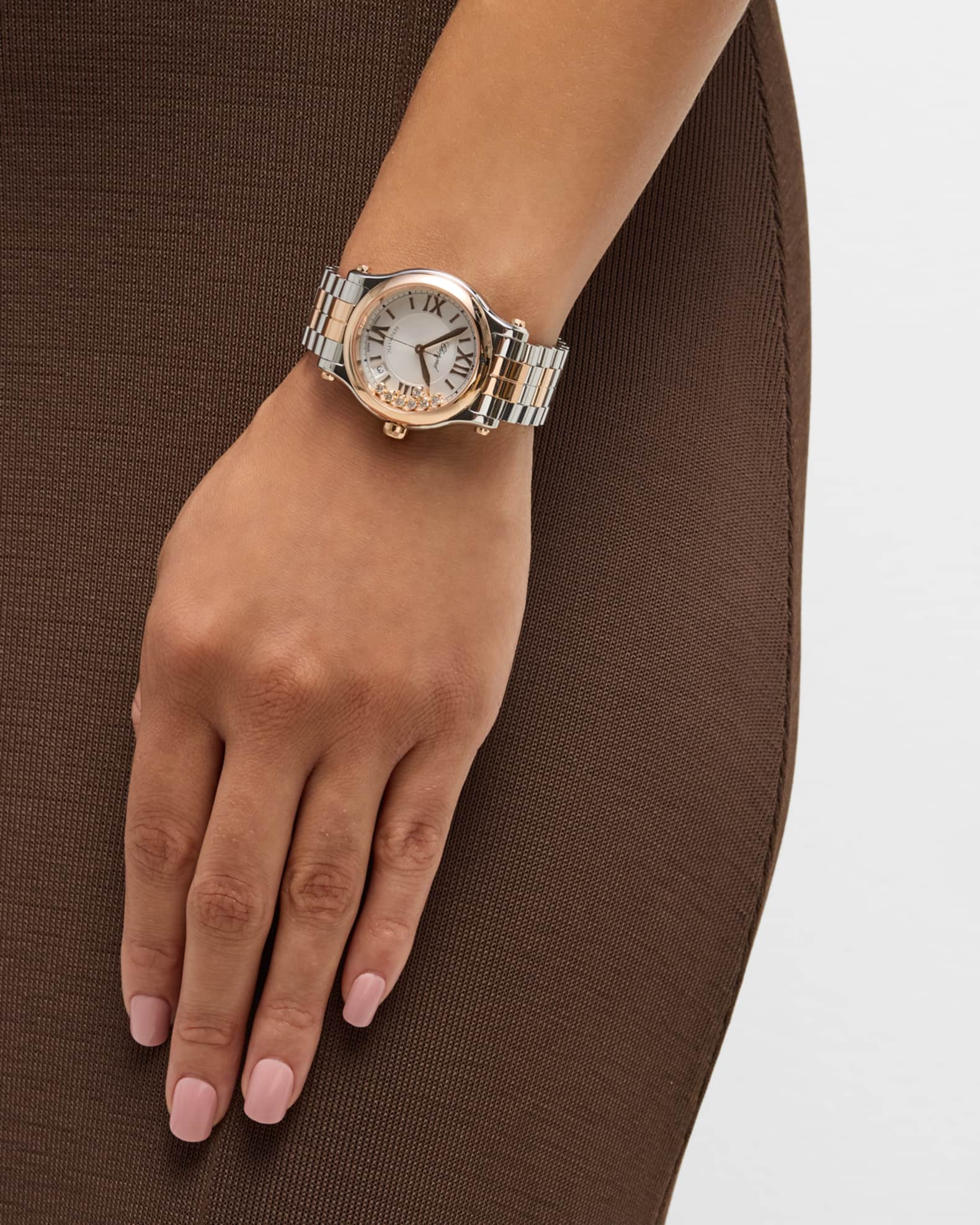 36mm Happy Sport Diamond Watch with Bracelet Strap, Two Tone