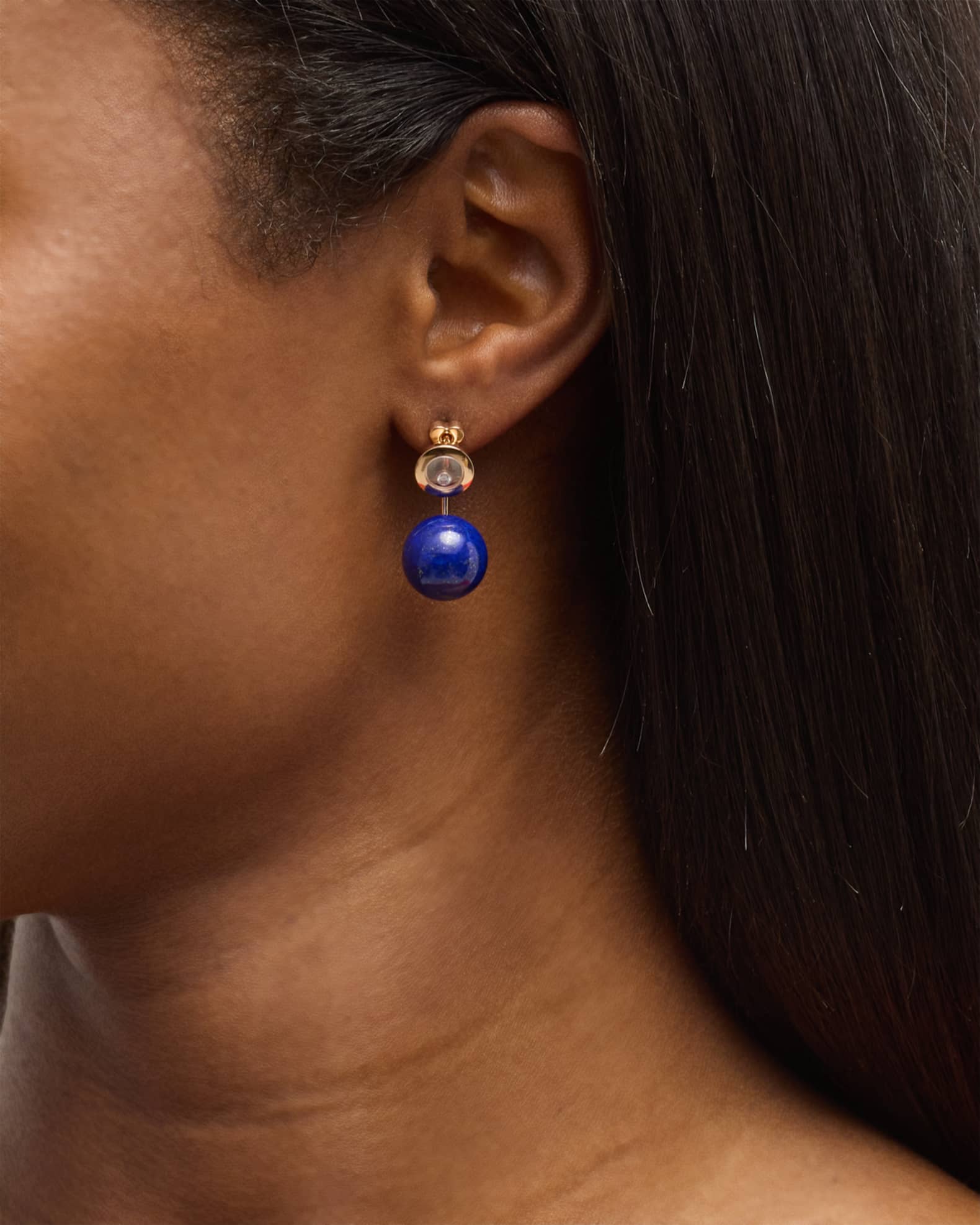 Happy Diamonds Planet 18K Rose Gold Lapis Lazuli Earrings 1