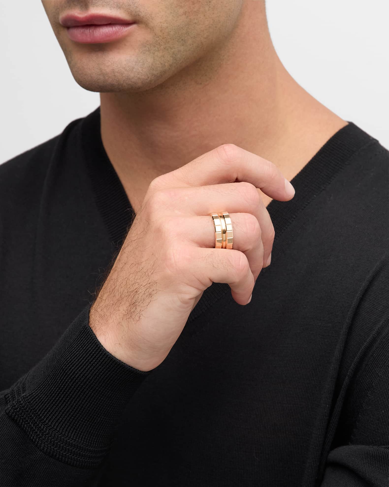 18K Rose Gold Ice Wide 3 Band Ring 1