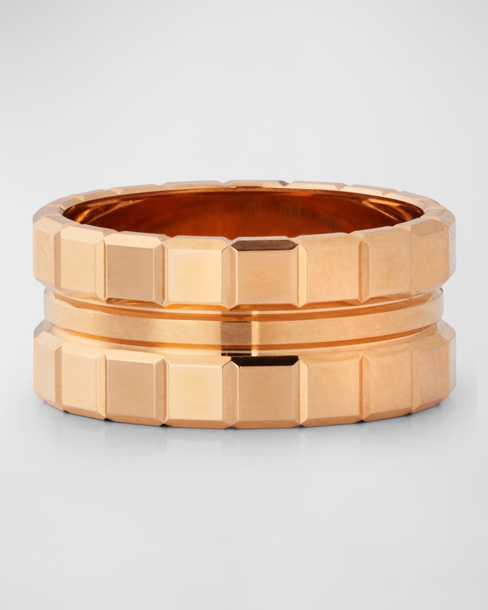 18K Rose Gold Ice Wide 3 Band Ring 0