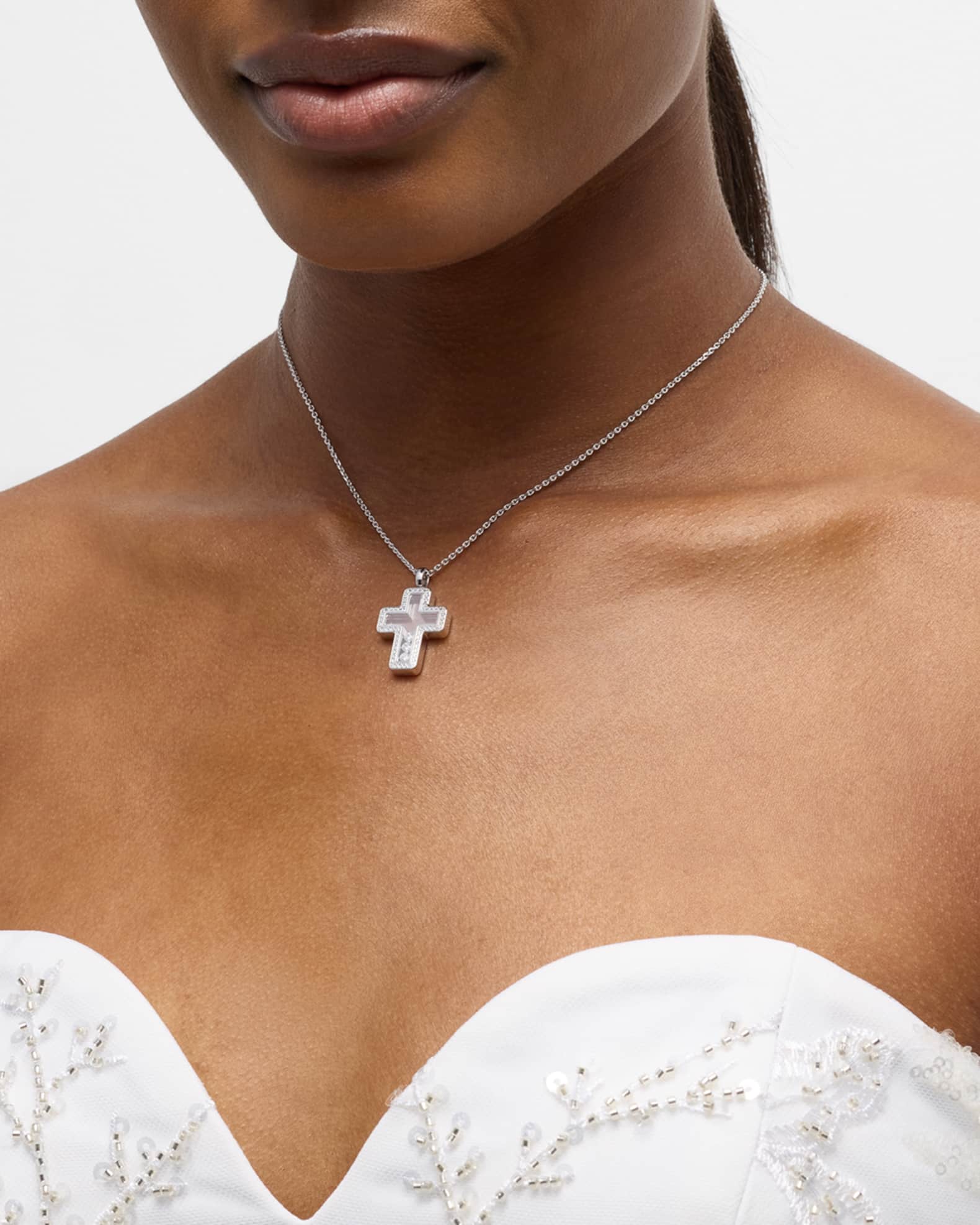 Chopard Happy Diamonds 18K White Gold Cross Pendant Necklace Neiman Marcus