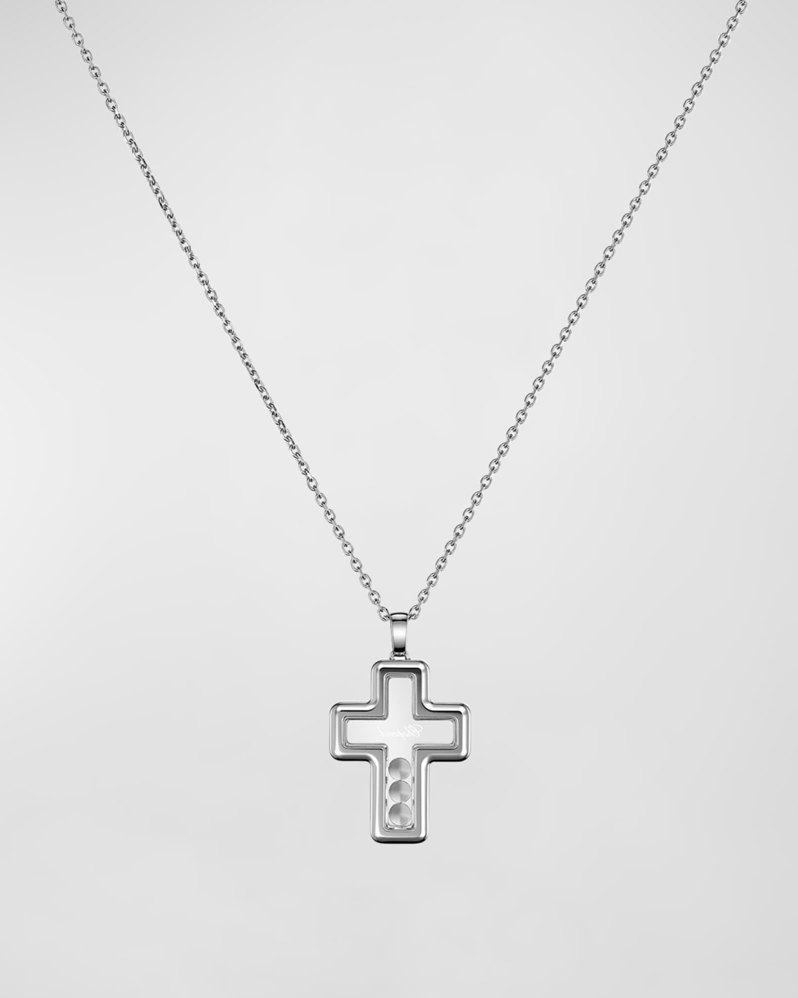 Chopard Happy Diamonds 18K White Gold Cross Pendant Necklace Neiman Marcus