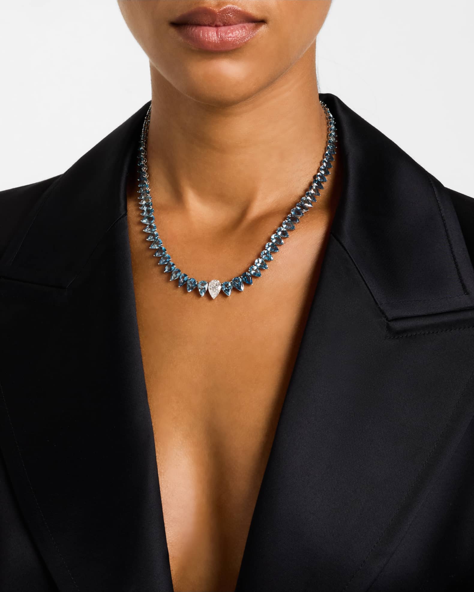 Estate Cerro Platinum Aquamarine and Diamond Necklace  1