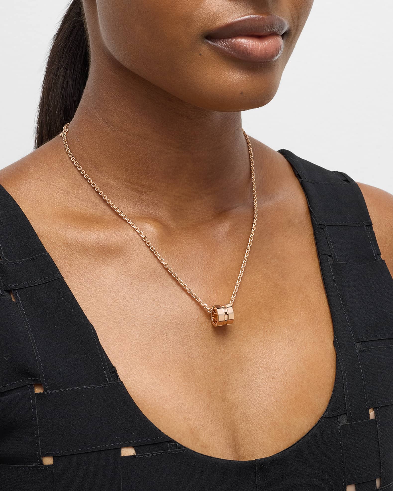 Ice Cube 18K Rose Gold Large Pendant Necklace 1