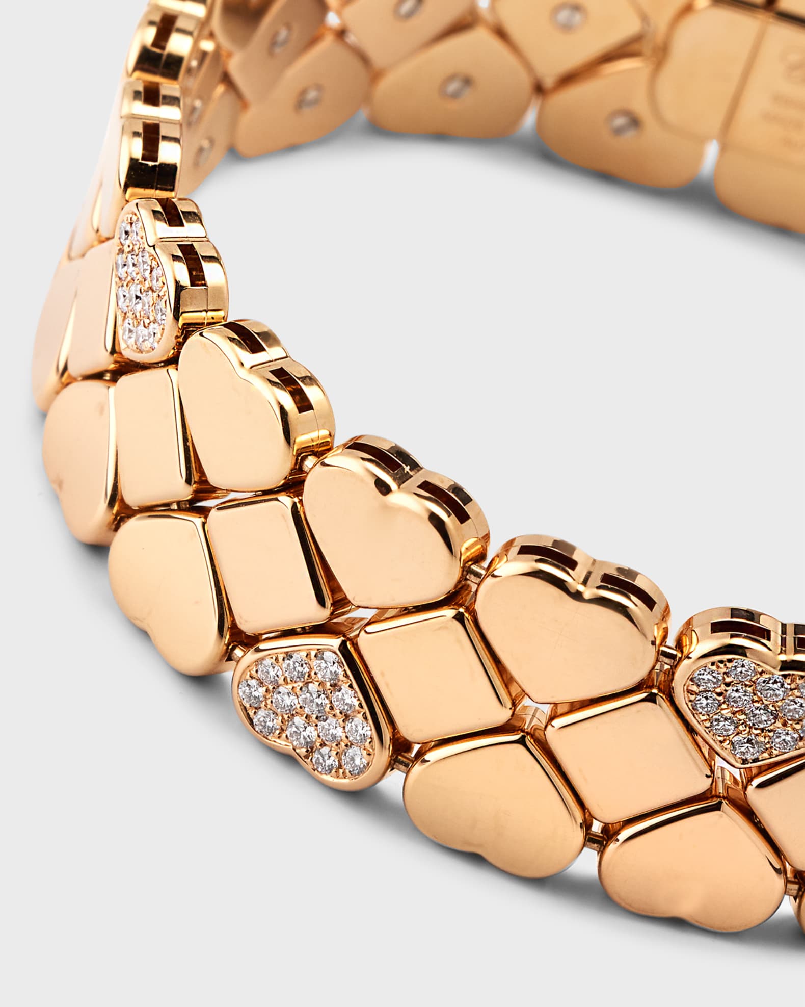Chopard Happy Hearts 18K Rose Gold Diamond 3-Row Bracelet