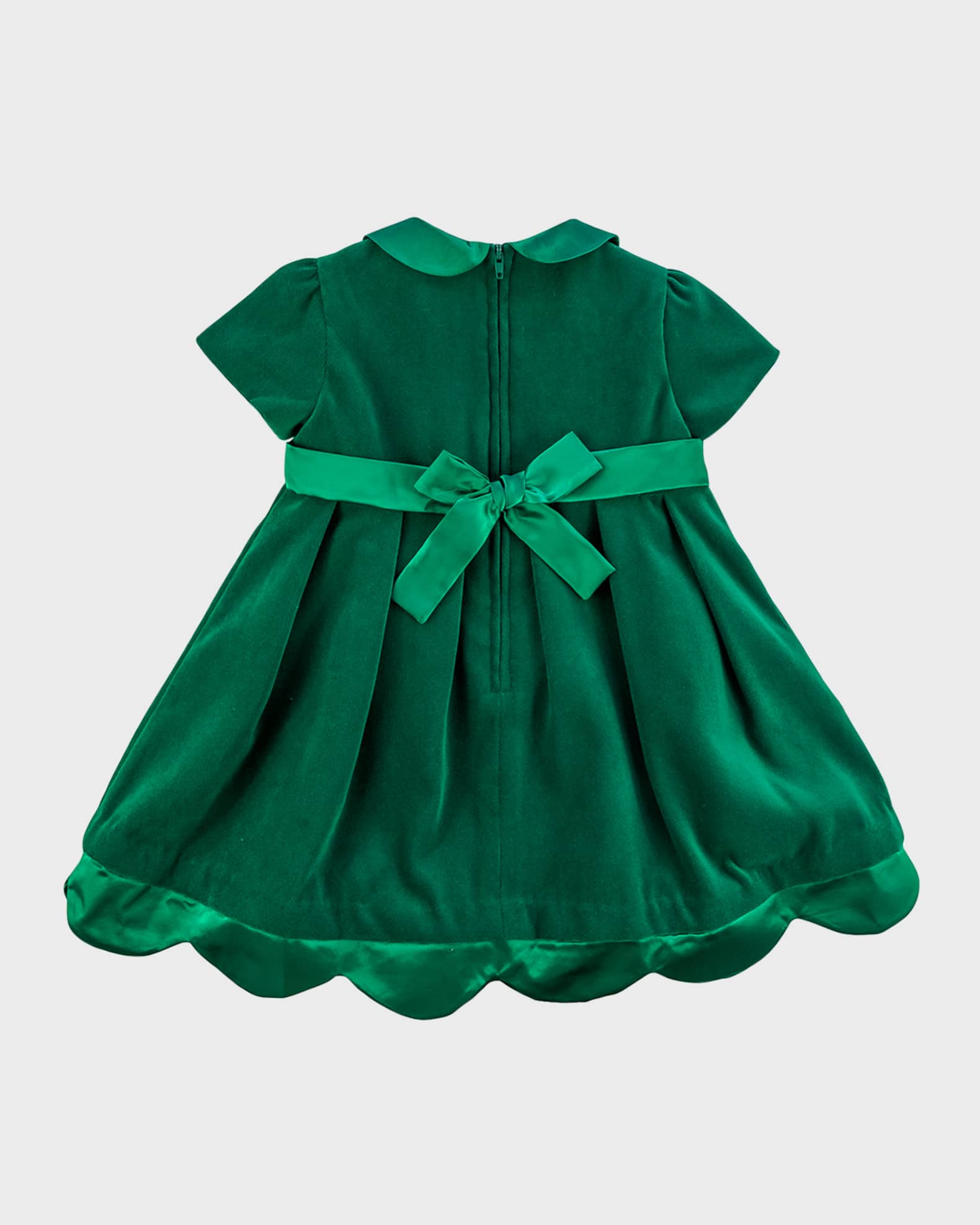 Florence Eiseman Green Velvet Christmas Train Romper with Gold