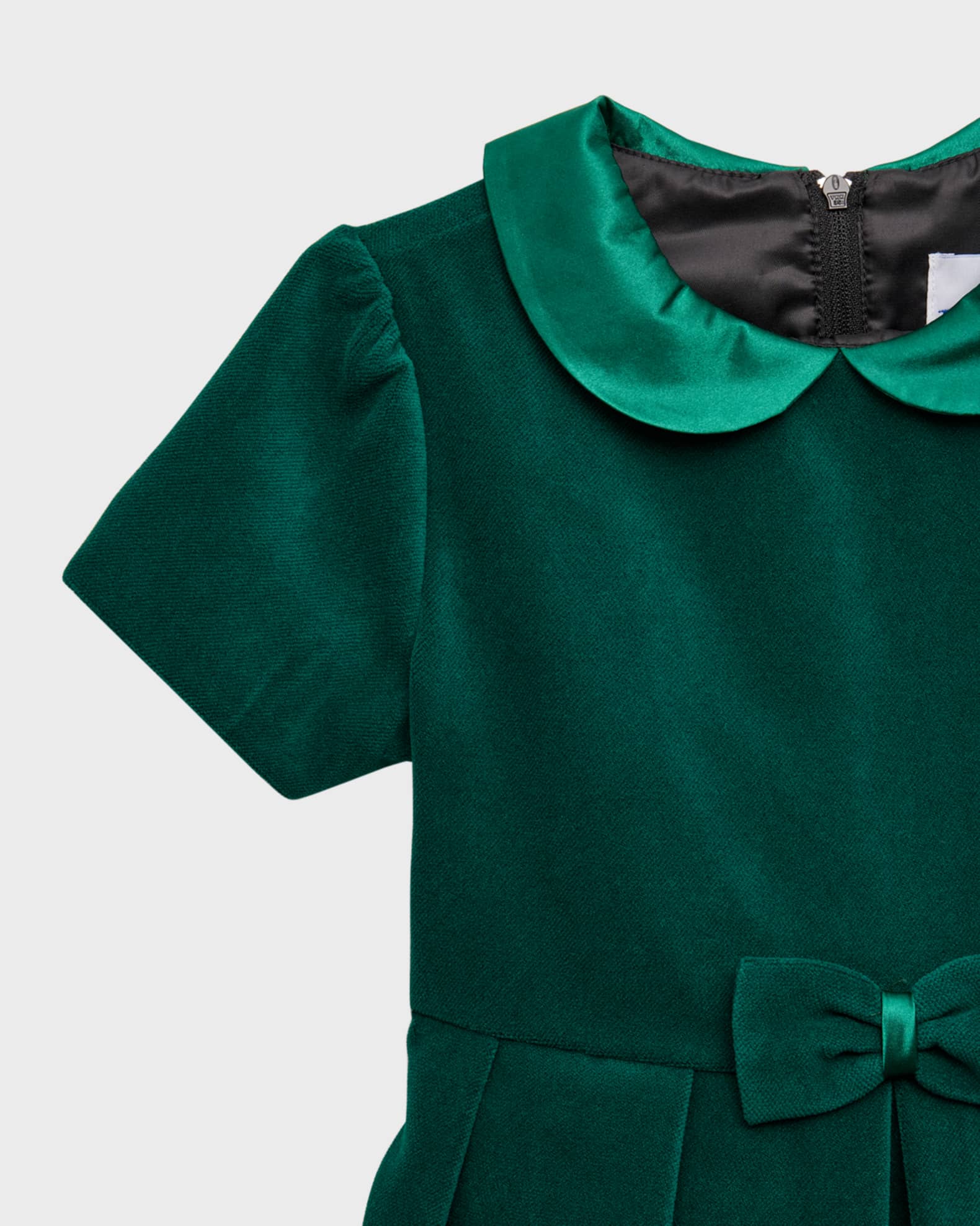 Girl's Velvet Dress with Scallop Satin Hem | Neiman Marcus