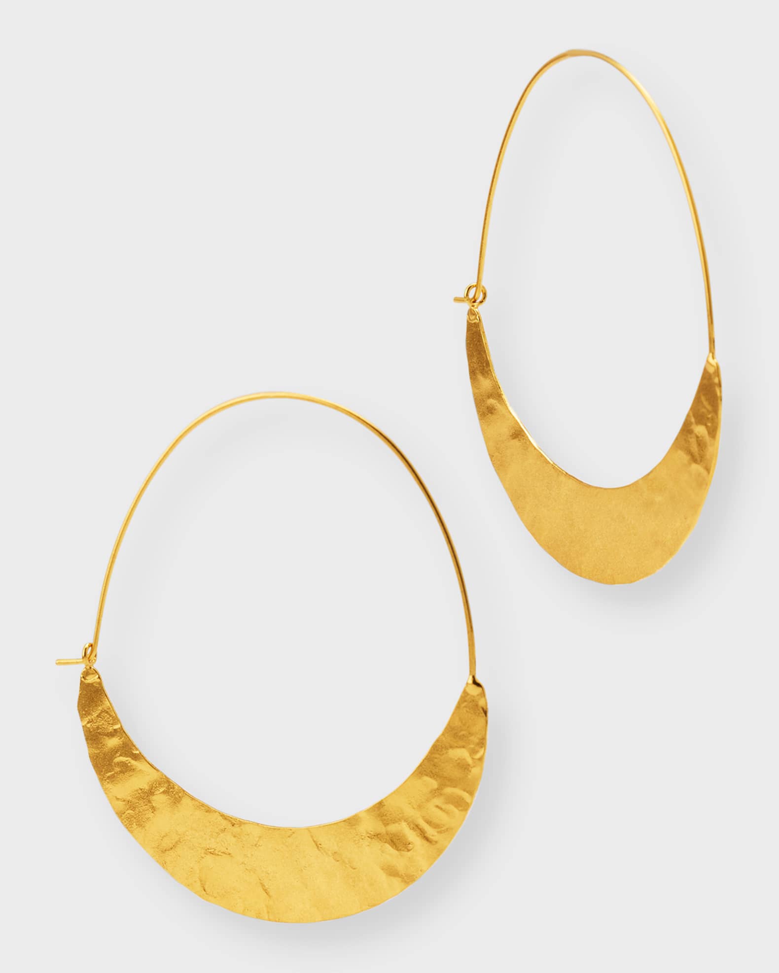 Hammered 18K Gold-Plated Wedge Hoop Earrings 0