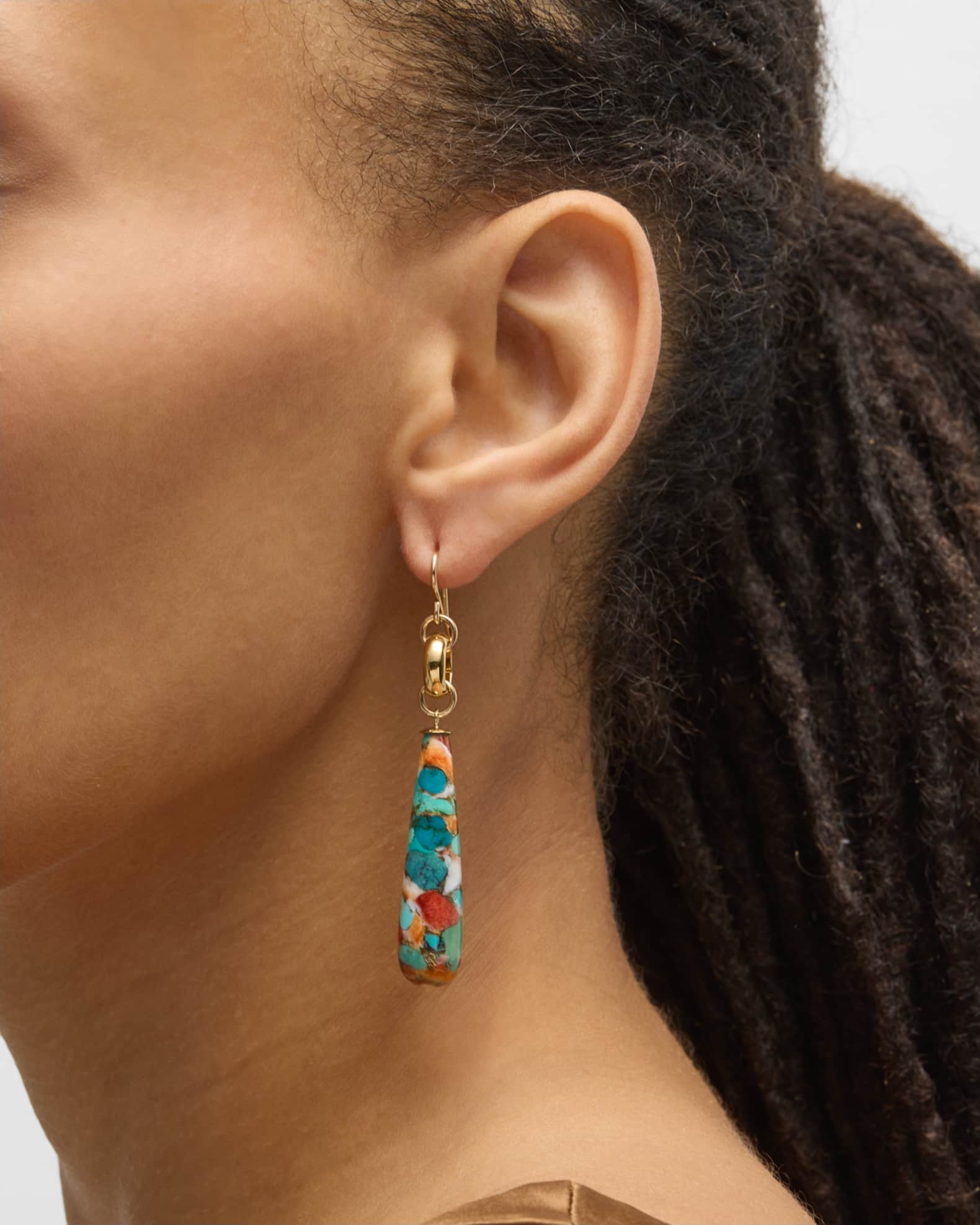 Turquoise Spiny Oyster Drop Earrings 1