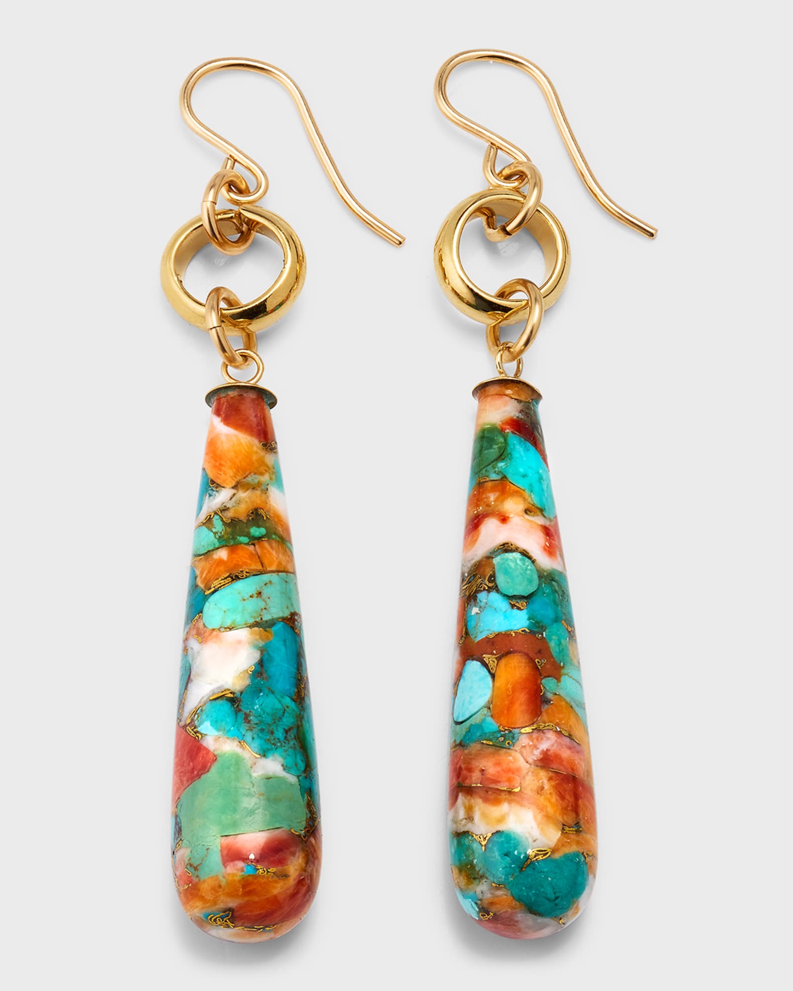 Turquoise Spiny Oyster Drop Earrings 0