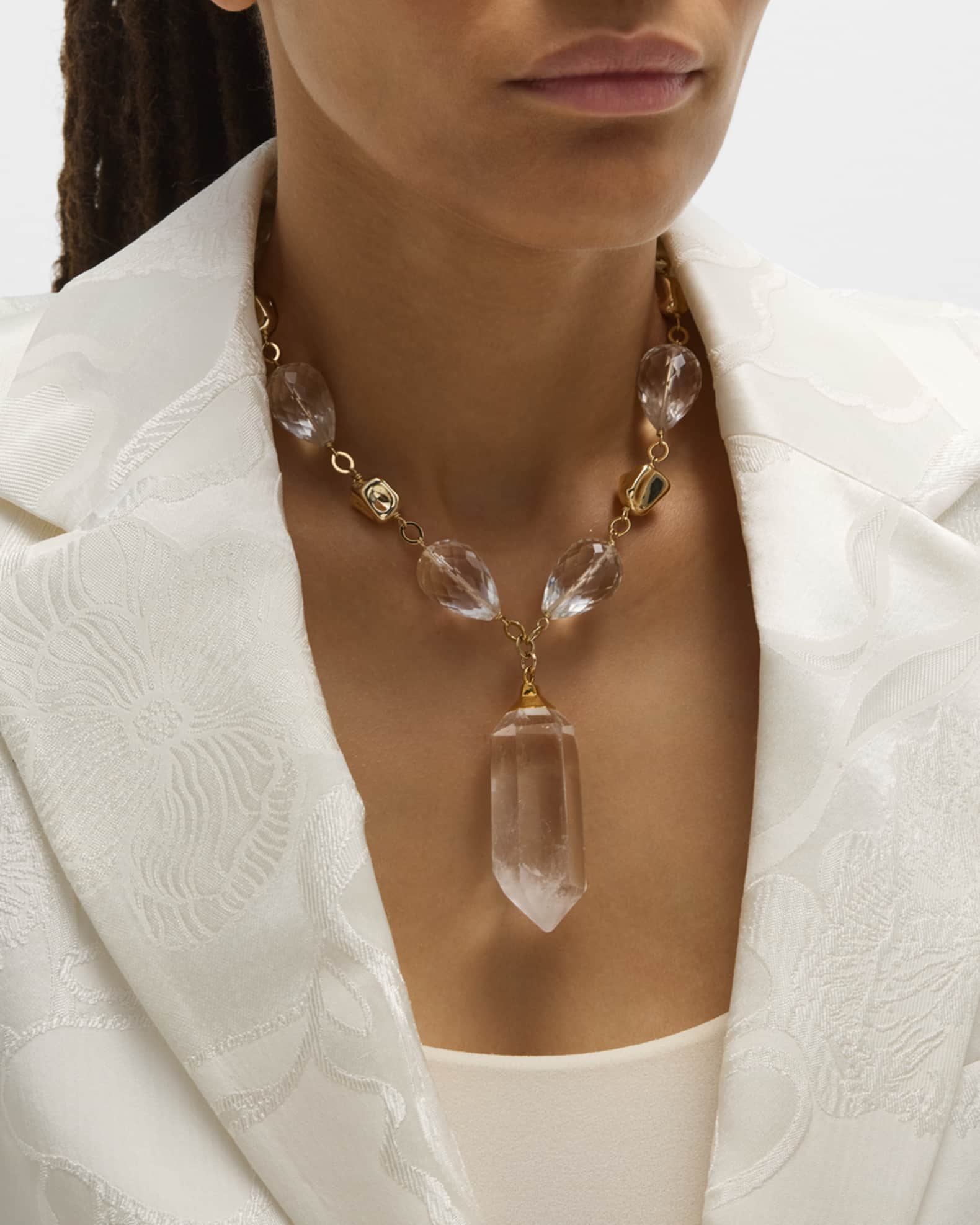 24K Gold Foil and Crystal Nugget Necklace 1