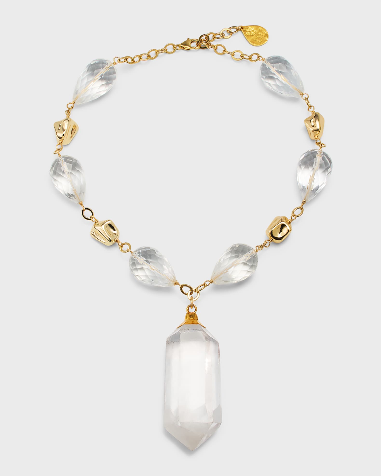 24K Gold Foil and Crystal Nugget Necklace 0