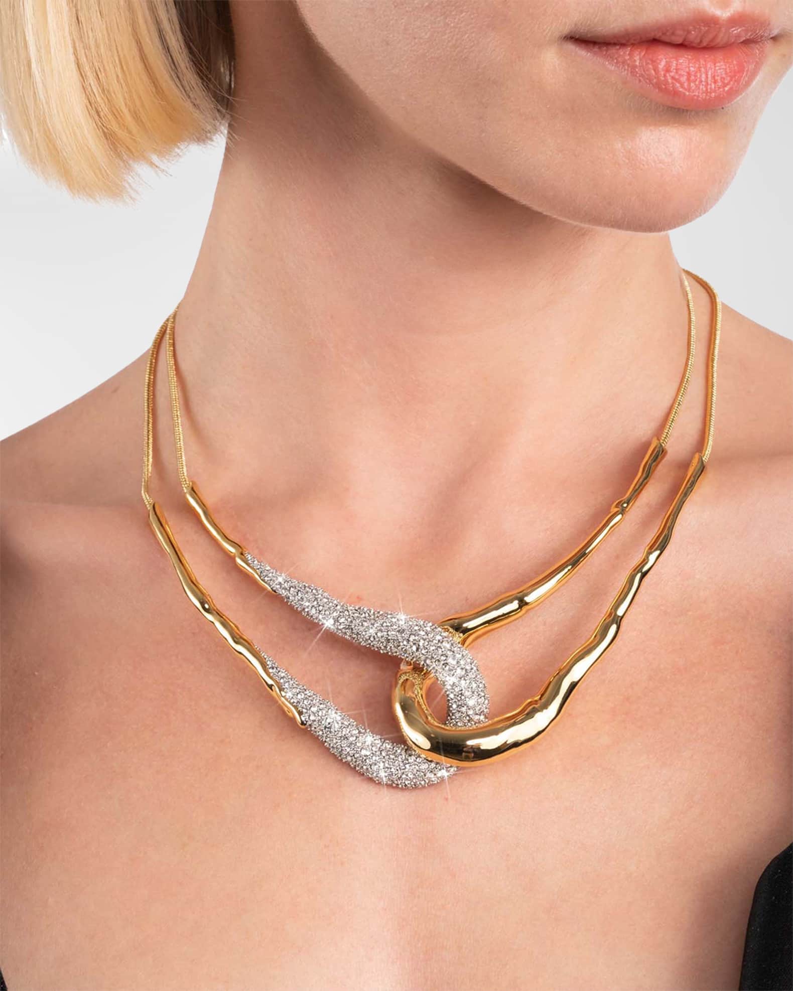 Alexis Bittar Solanales Crystal Interlock Necklace Neiman Marcus
