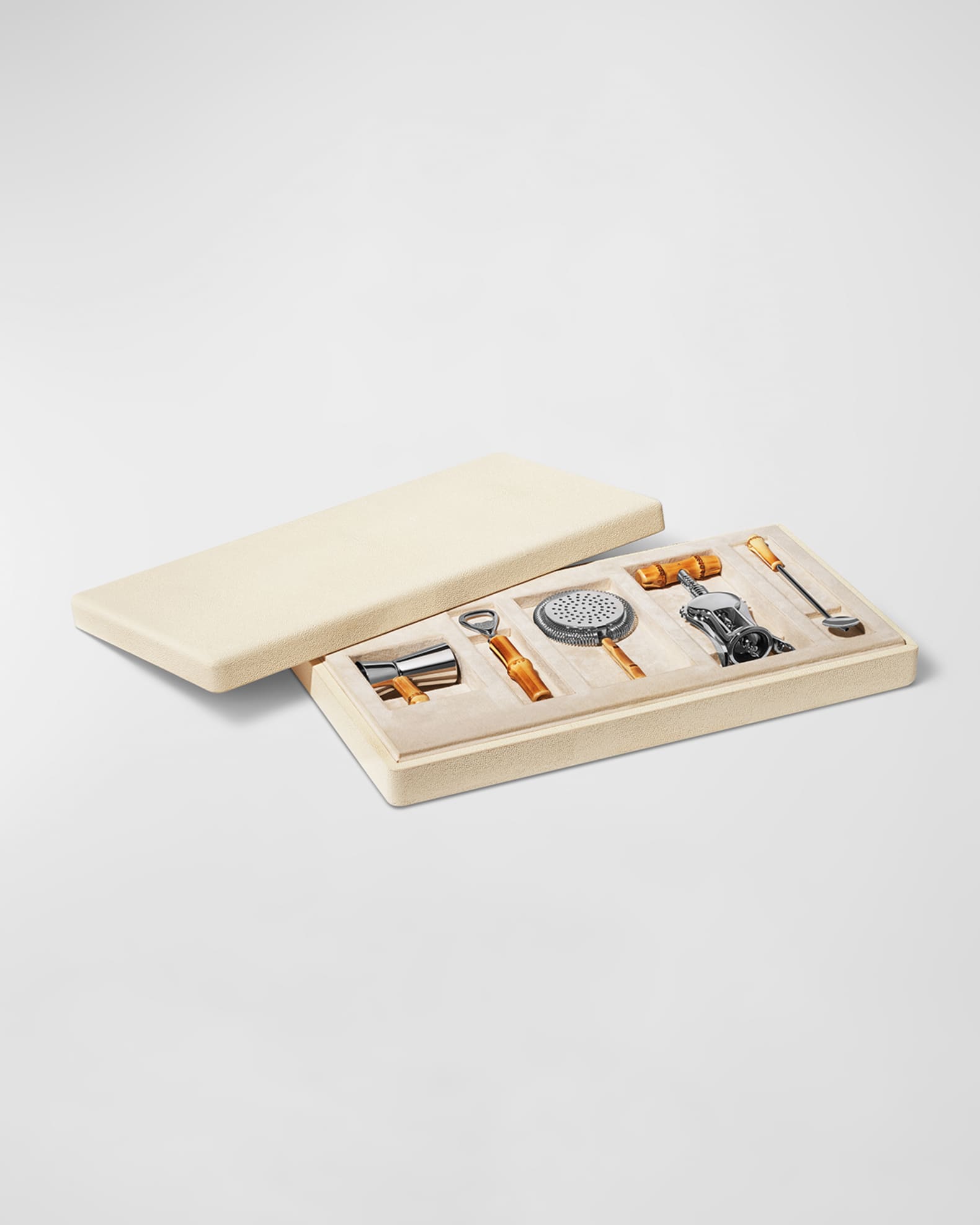 Faux Shagreen Bamboo Bar Set 1