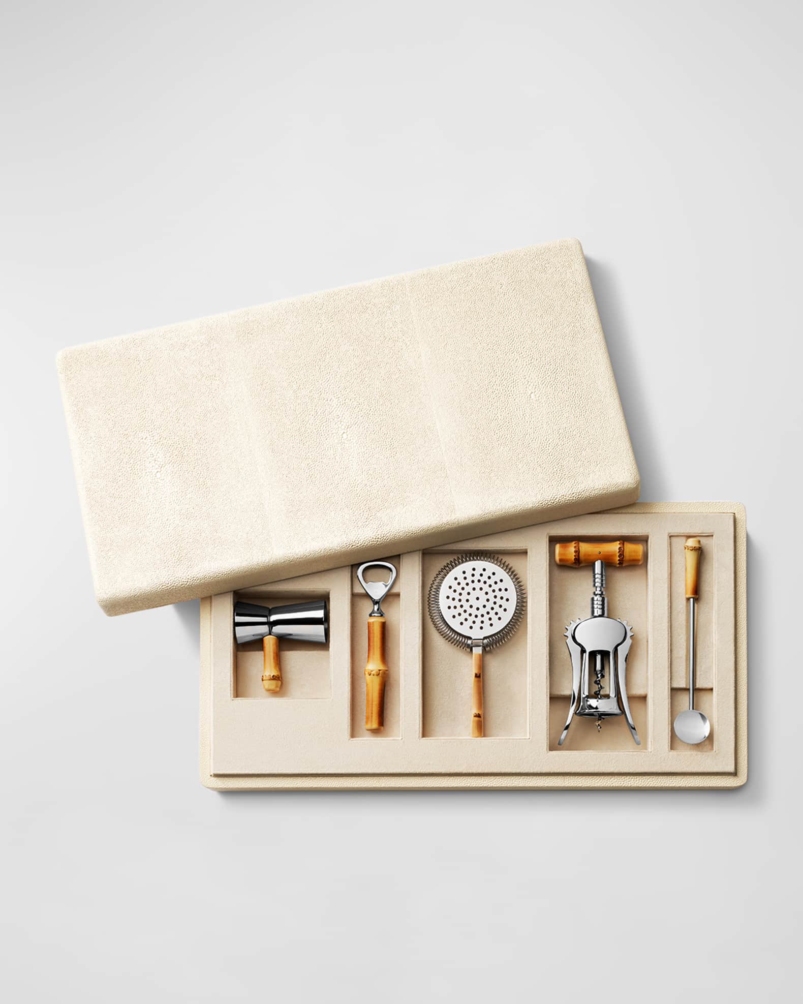 Faux Shagreen Bamboo Bar Set 0