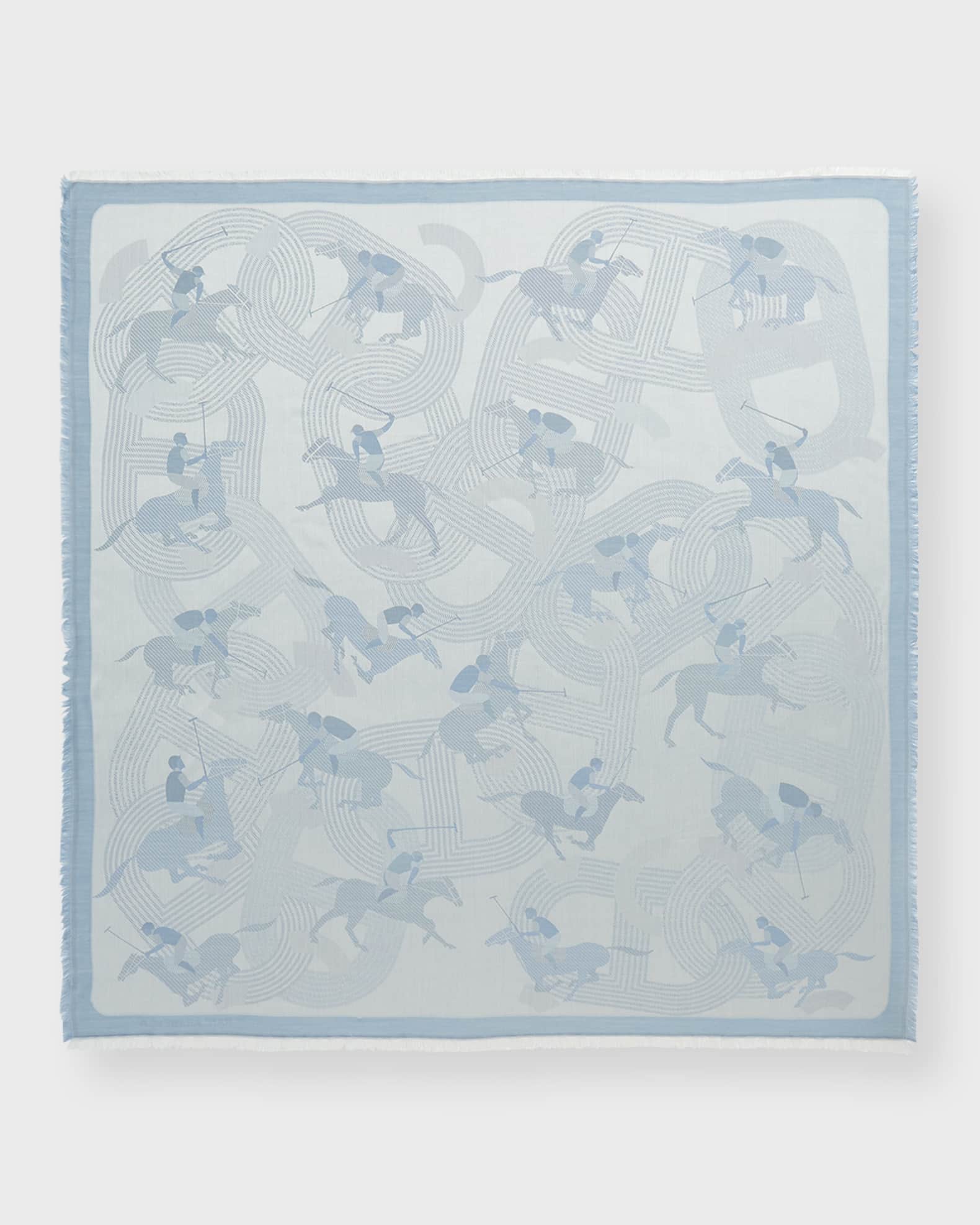 Race Track Print Silk-Wool Scarf  0