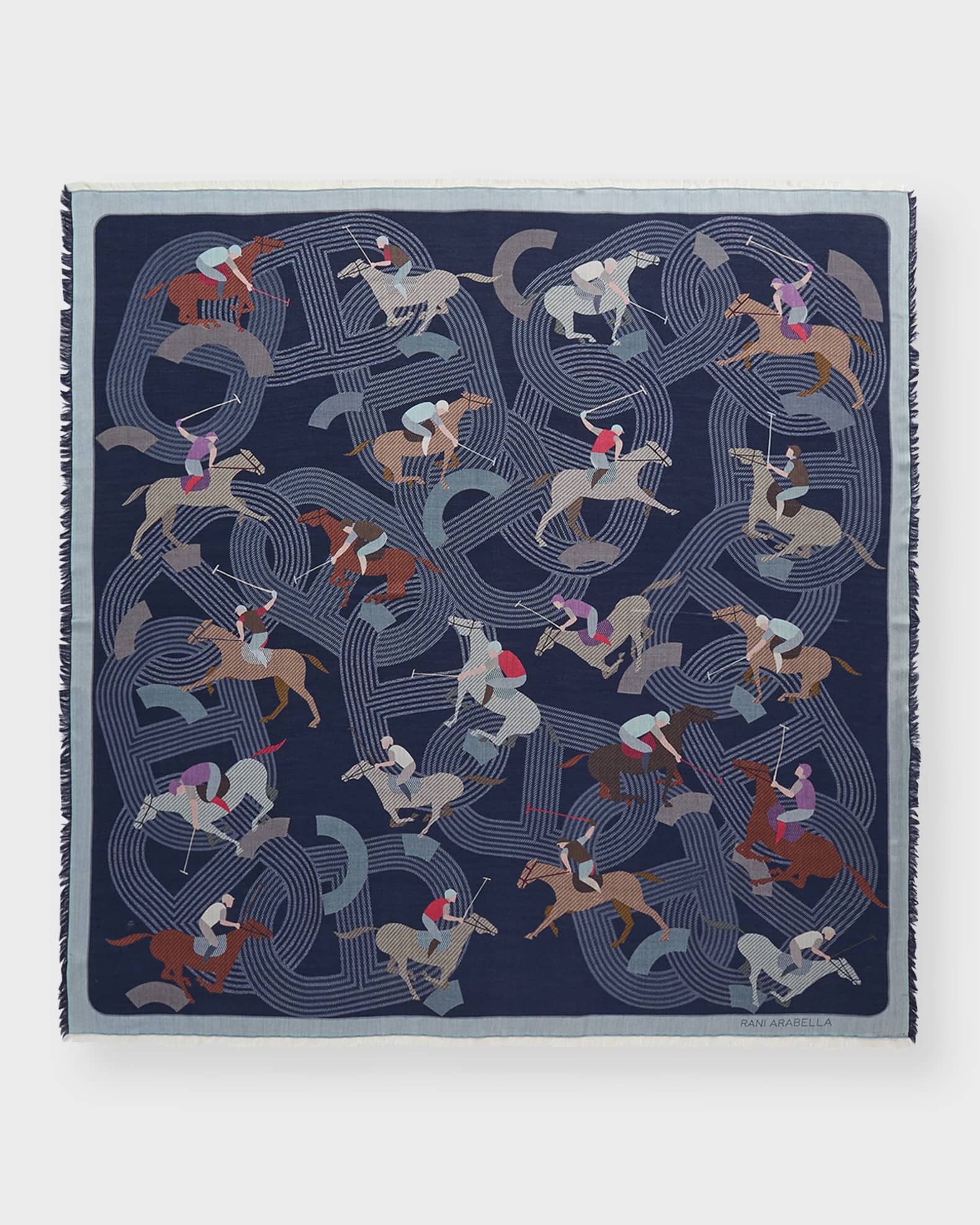Race Track Print Silk-Wool Scarf  0