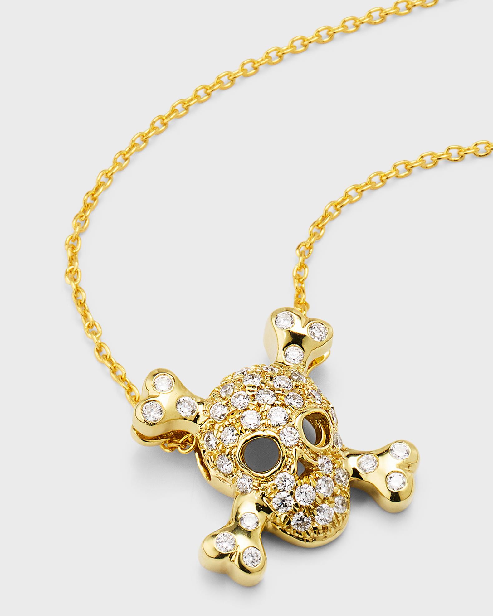 Roberto Coin 18K Yellow Gold Diamond Skull Necklace | Neiman Marcus