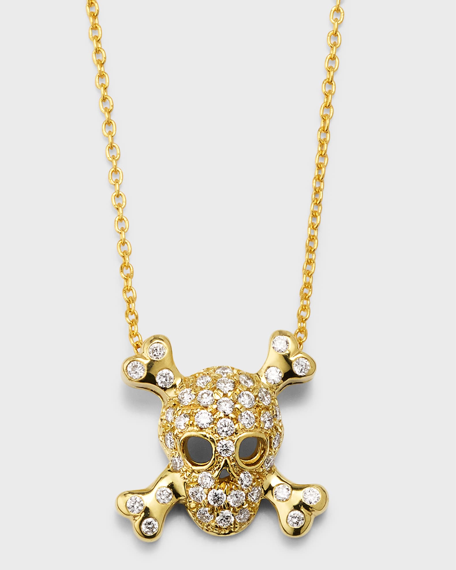 Roberto Coin 18K Yellow Gold Diamond Skull Necklace Neiman Marcus