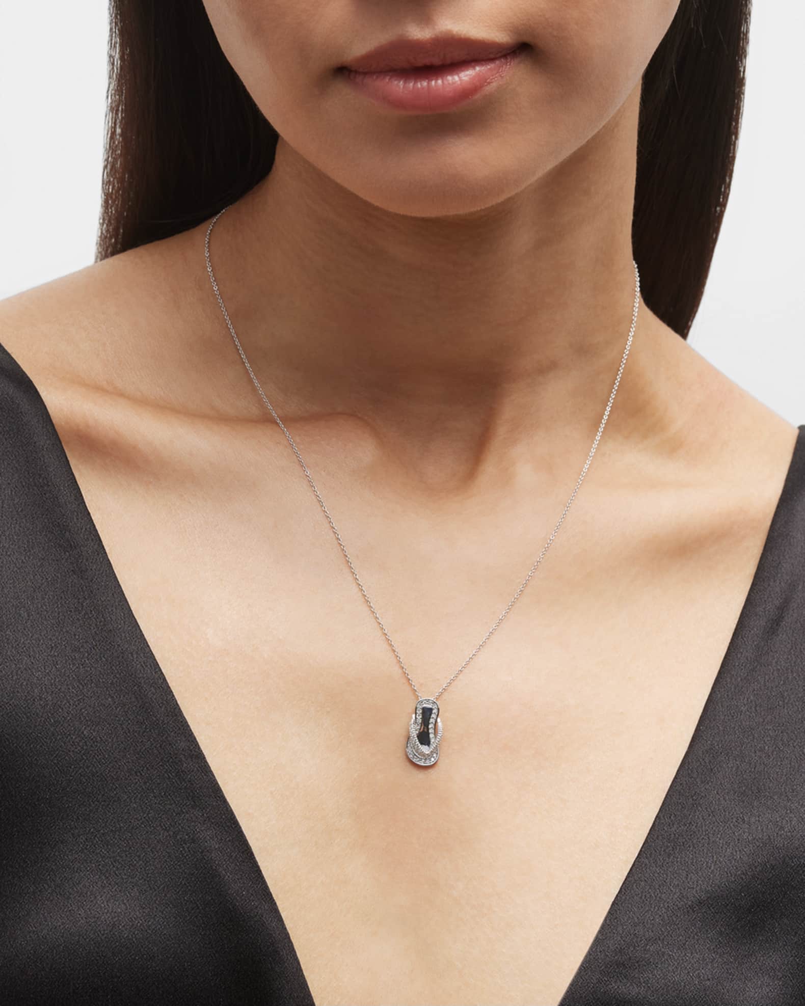 Roberto Coin 18K White Gold Diamond Flip Flop Necklace Neiman Marcus