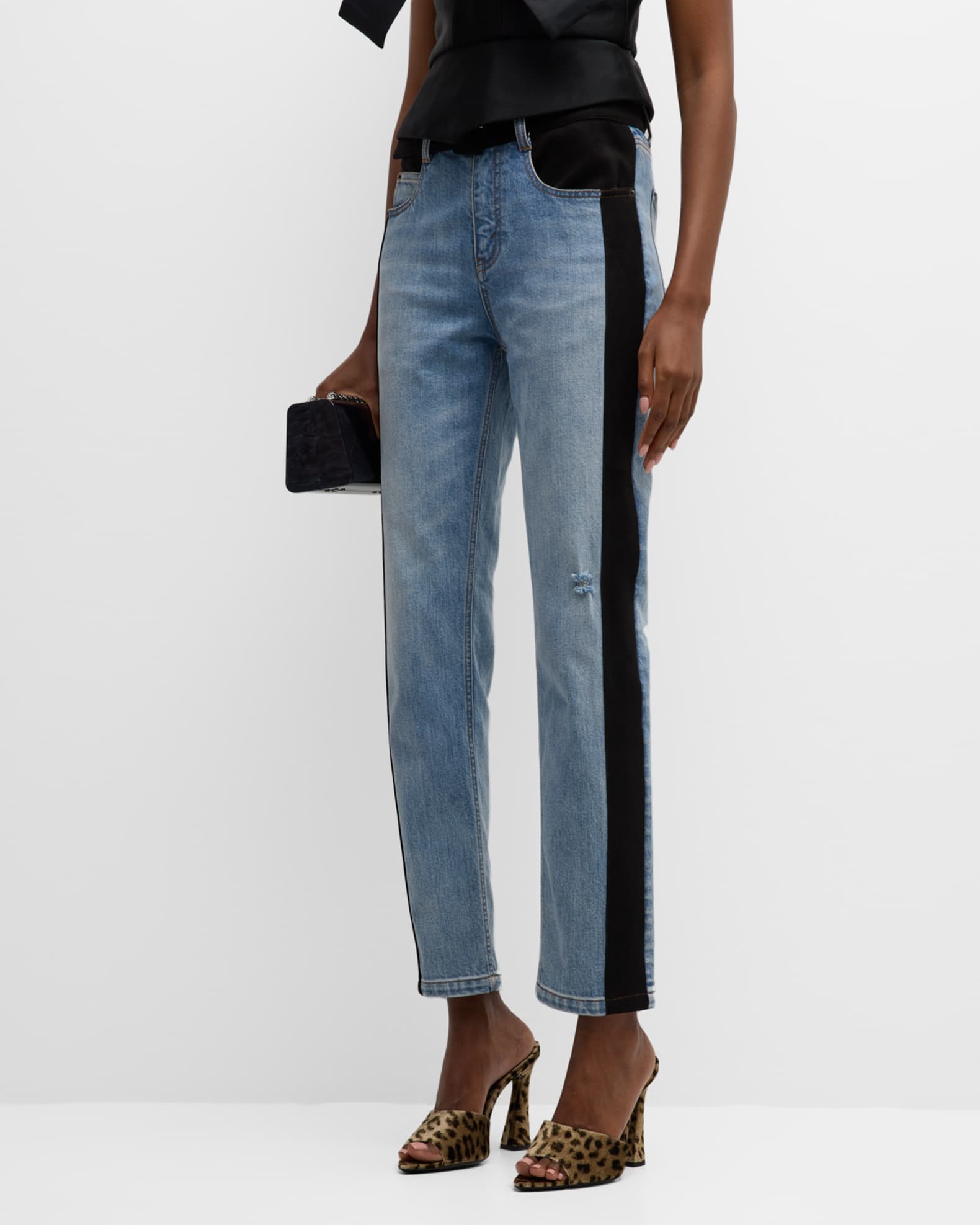 Hellessy Joshua Faux Suede SideStripe Belted StraightLeg Ankle Jeans