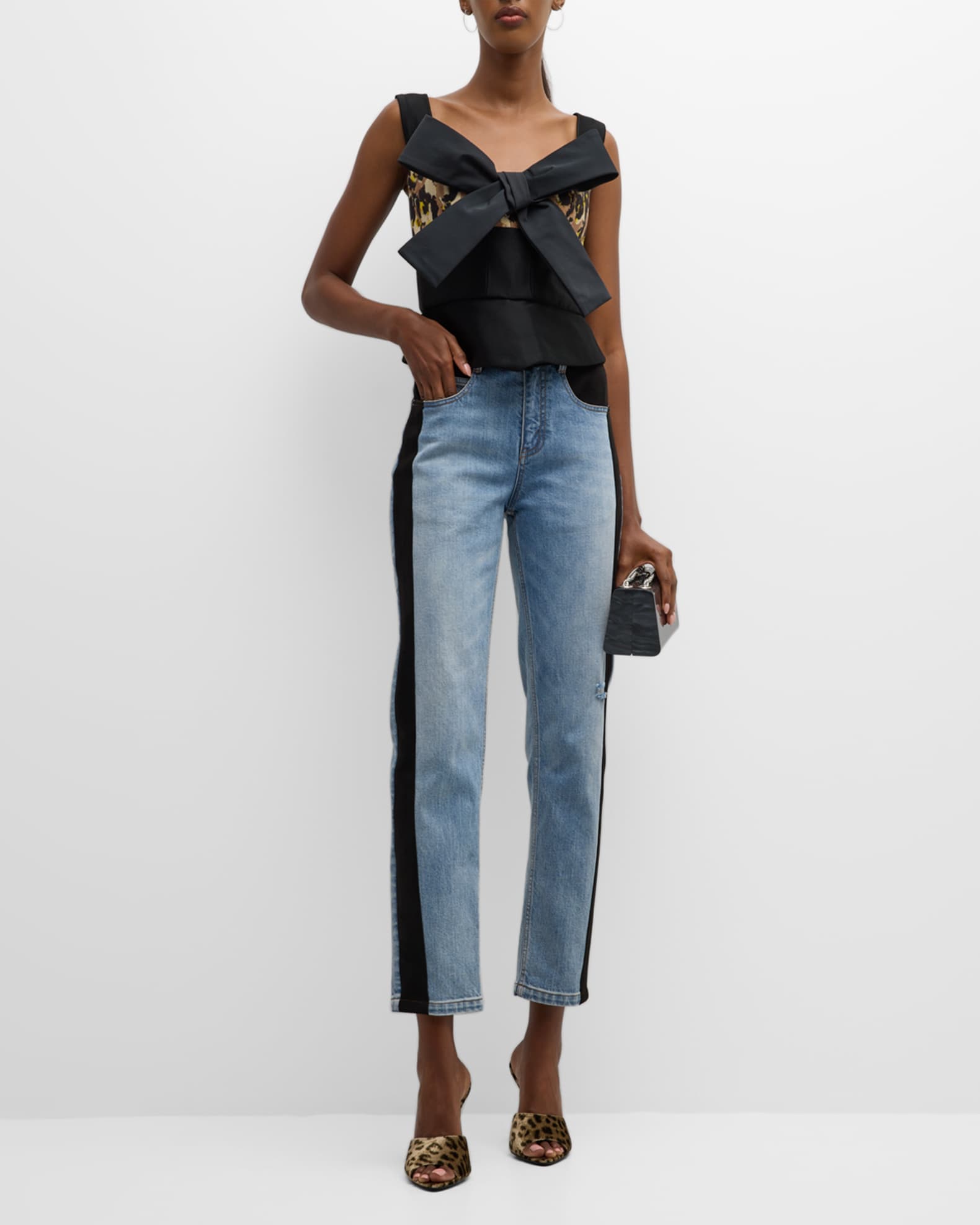 Hellessy Joshua Faux Suede SideStripe Belted StraightLeg Ankle Jeans