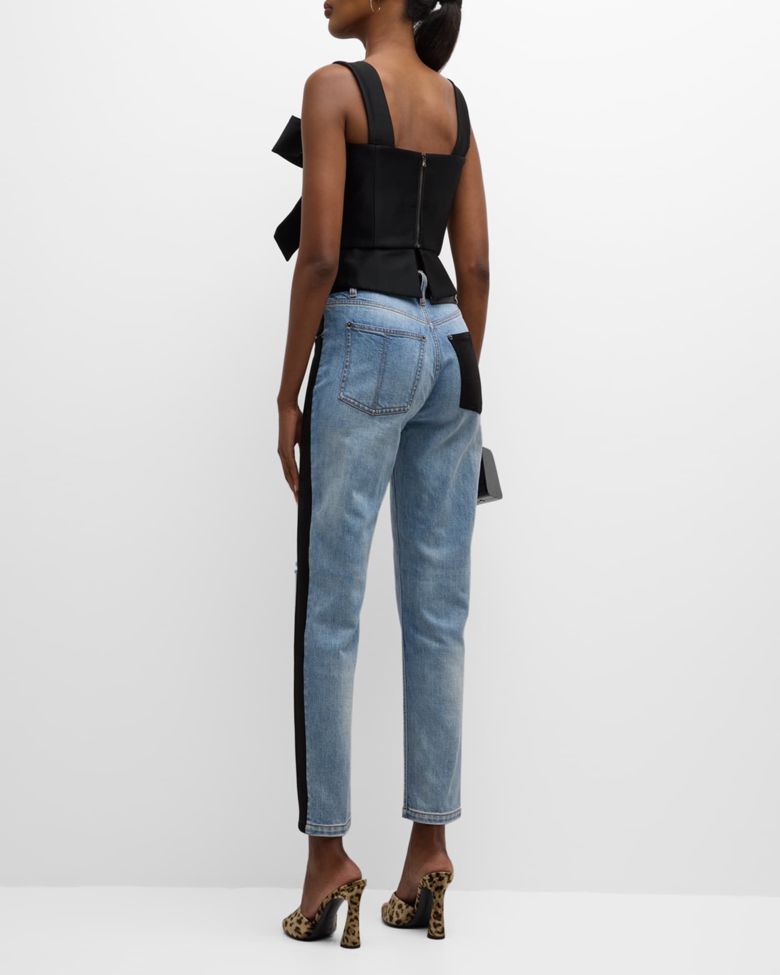 Hellessy Joshua Faux Suede SideStripe Belted StraightLeg Ankle Jeans