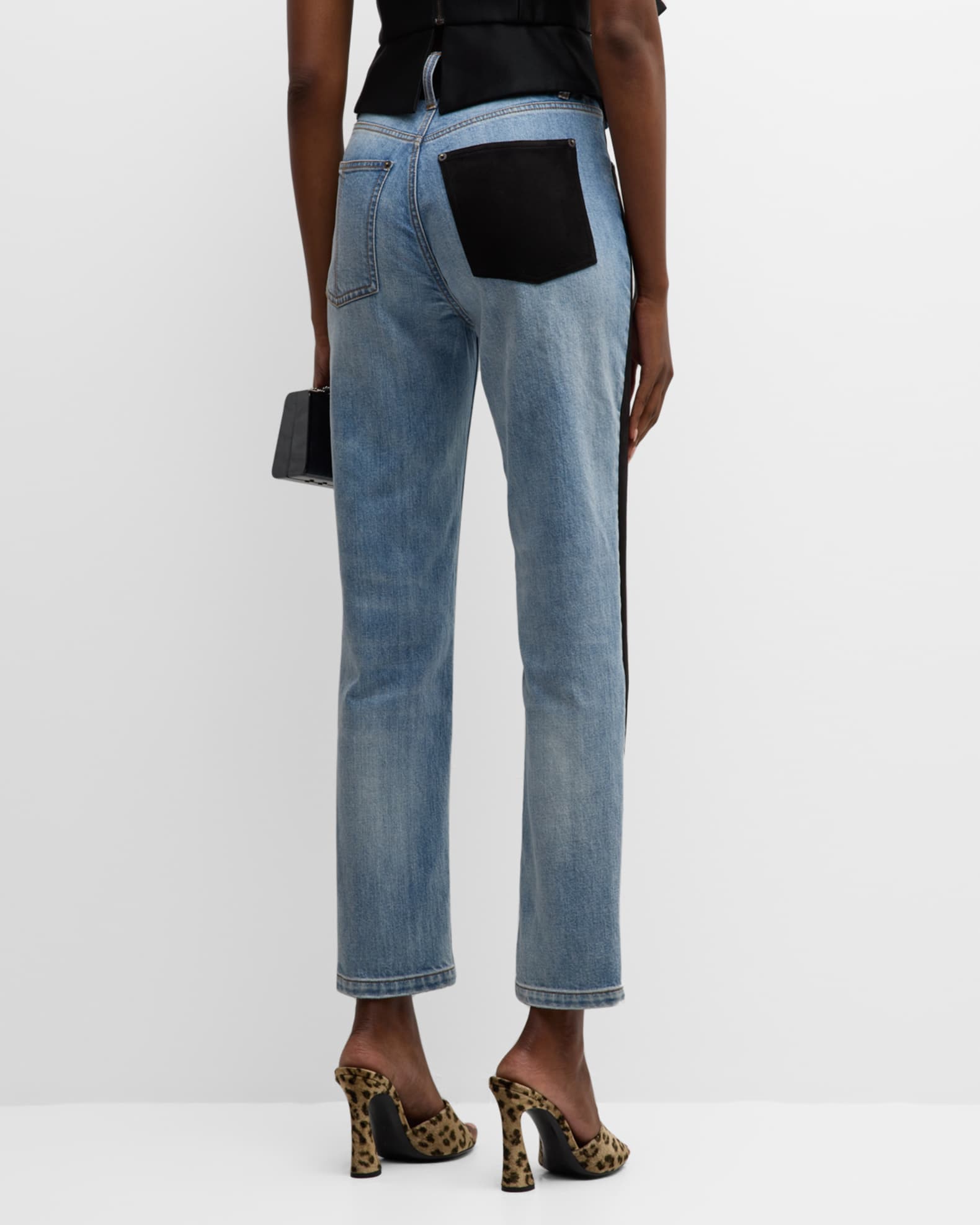 Hellessy Joshua Faux Suede SideStripe Belted StraightLeg Ankle Jeans