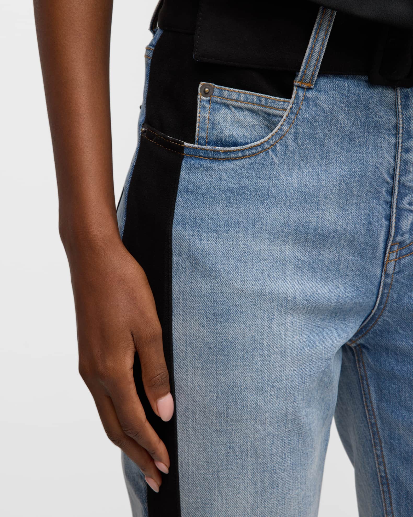 Hellessy Joshua Faux Suede SideStripe Belted StraightLeg Ankle Jeans