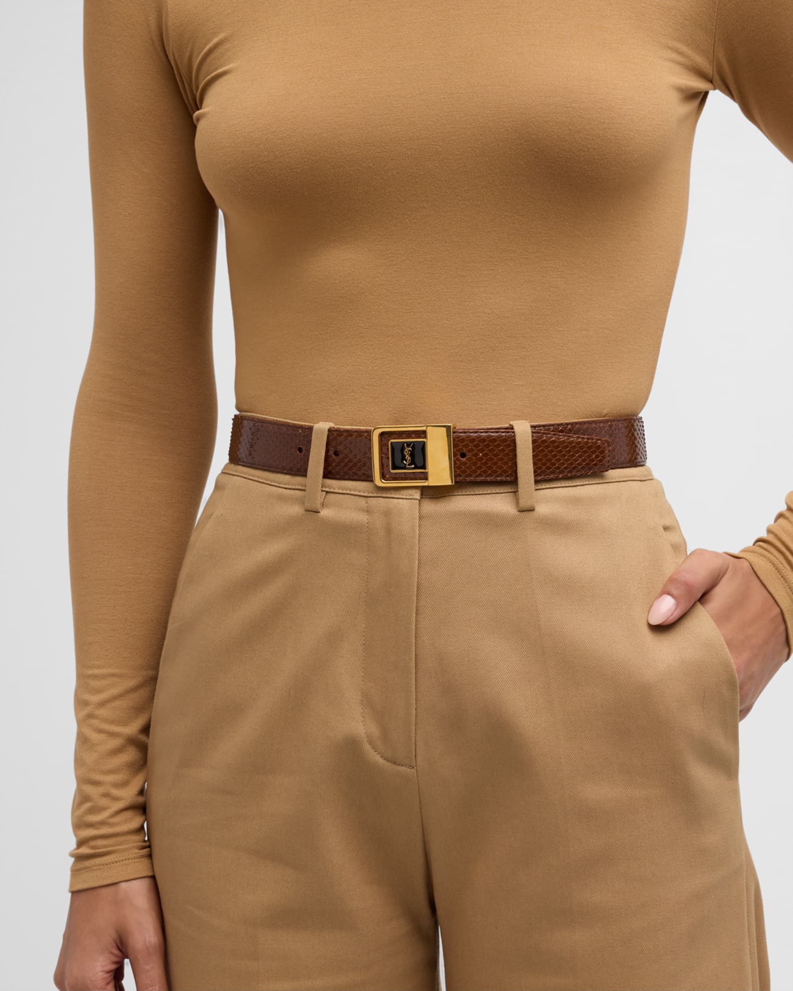 YSL Python Leather Belt  1