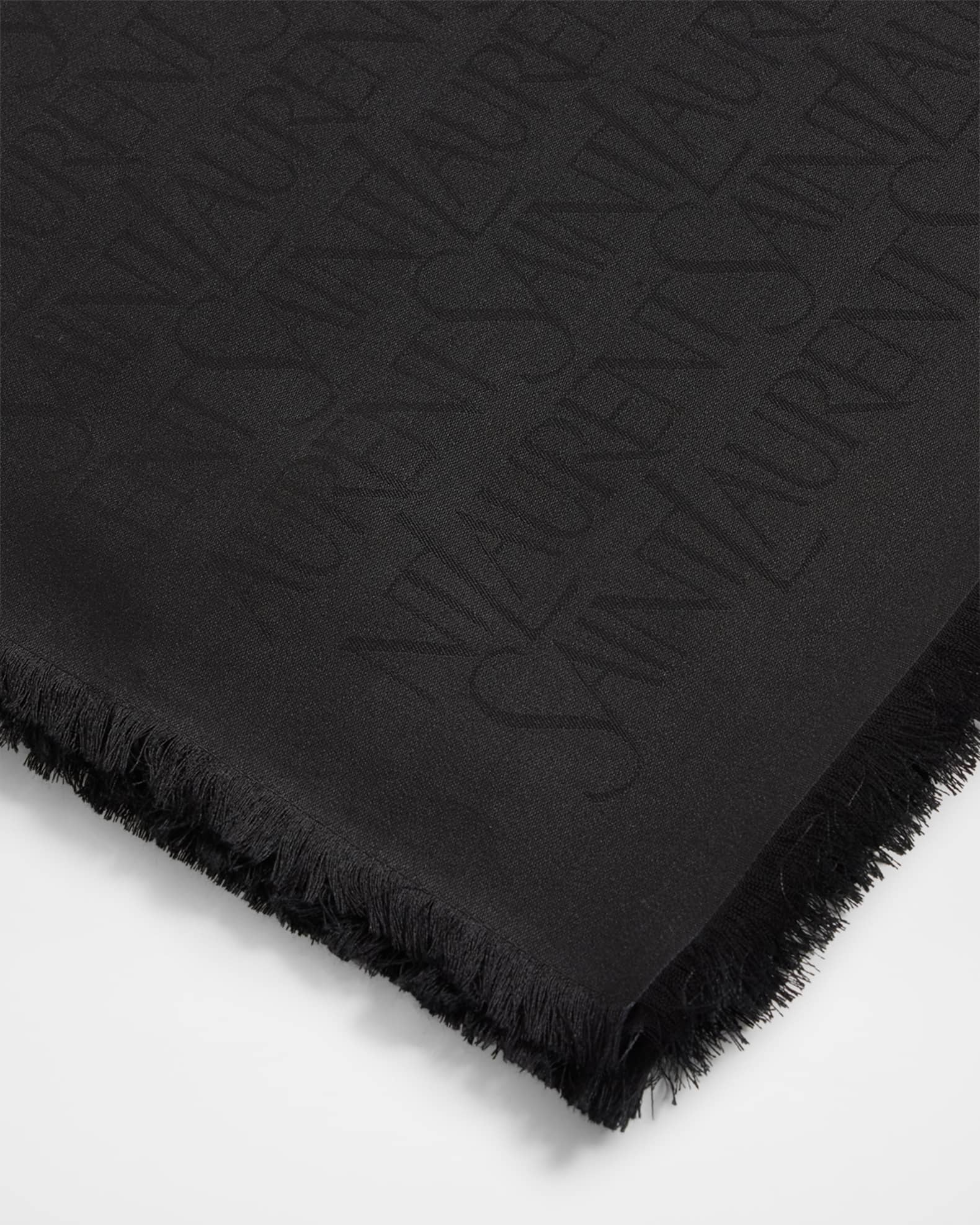 Saint Laurent Grand Carre Jacquard Silk-Wool Scarf | Neiman Marcus
