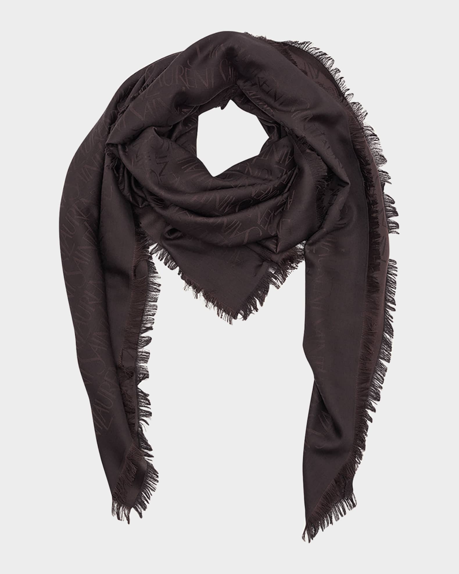 Grand Carre Jacquard Silk-Wool Scarf  0