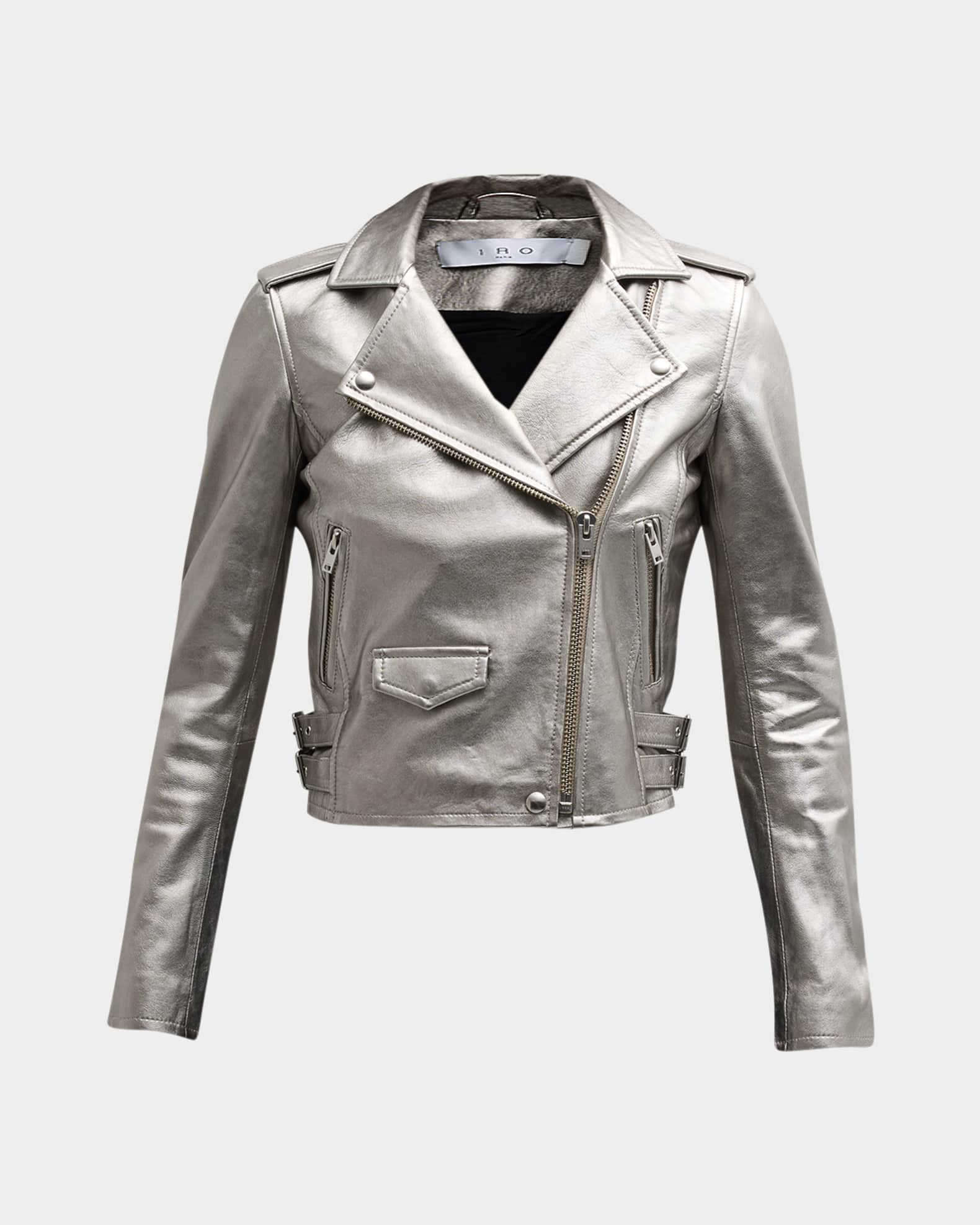 Asheville Cropped Metallic Leather Jacket