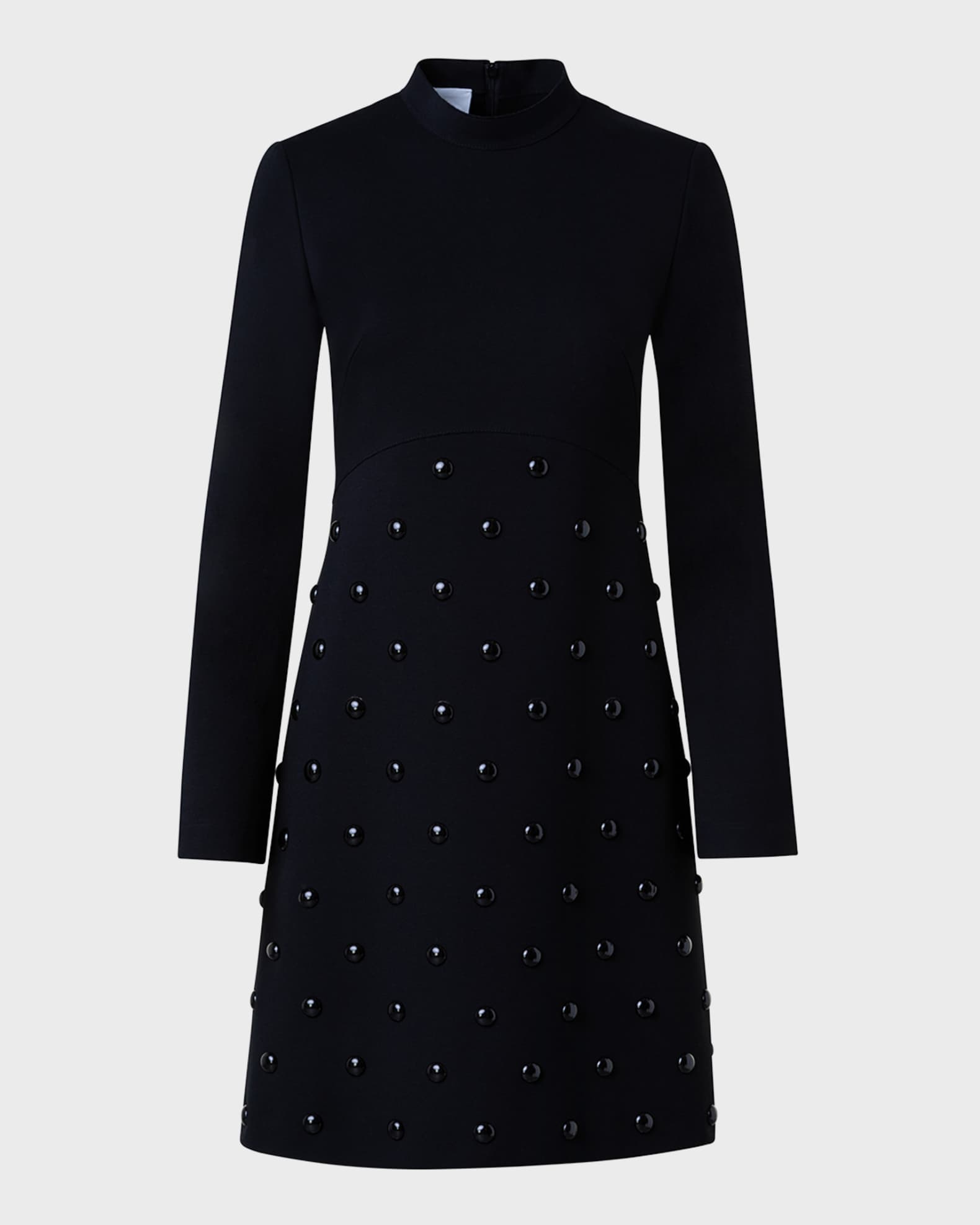 Akris punto XL Polka Dot Studs Stand-Collar Jersey Dress | Neiman Marcus