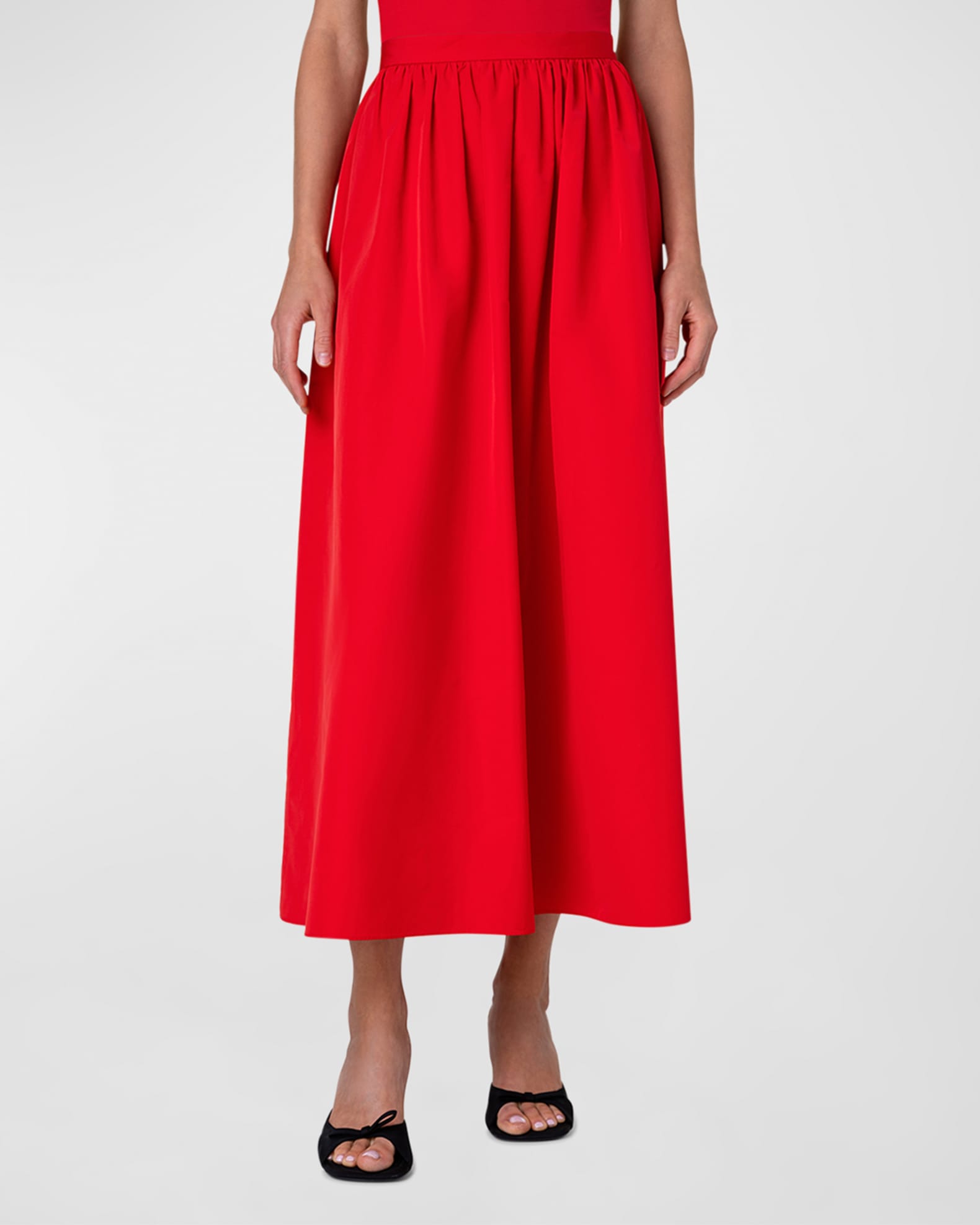 Akris punto Techno Taffeta Midi Skirt Neiman Marcus