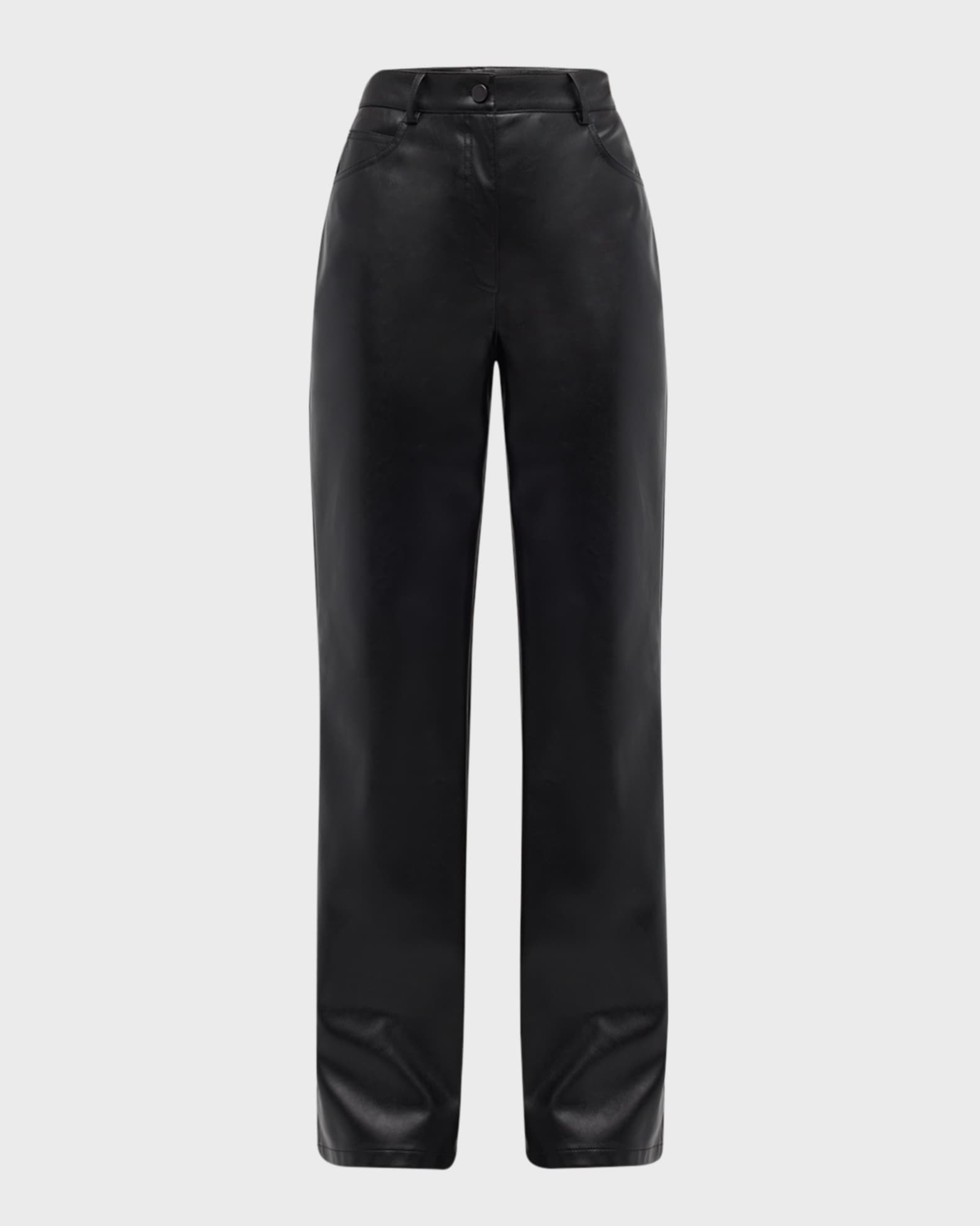 Akris punto Carrie Mid-Rise Faux Leather Straight Pants | Neiman Marcus
