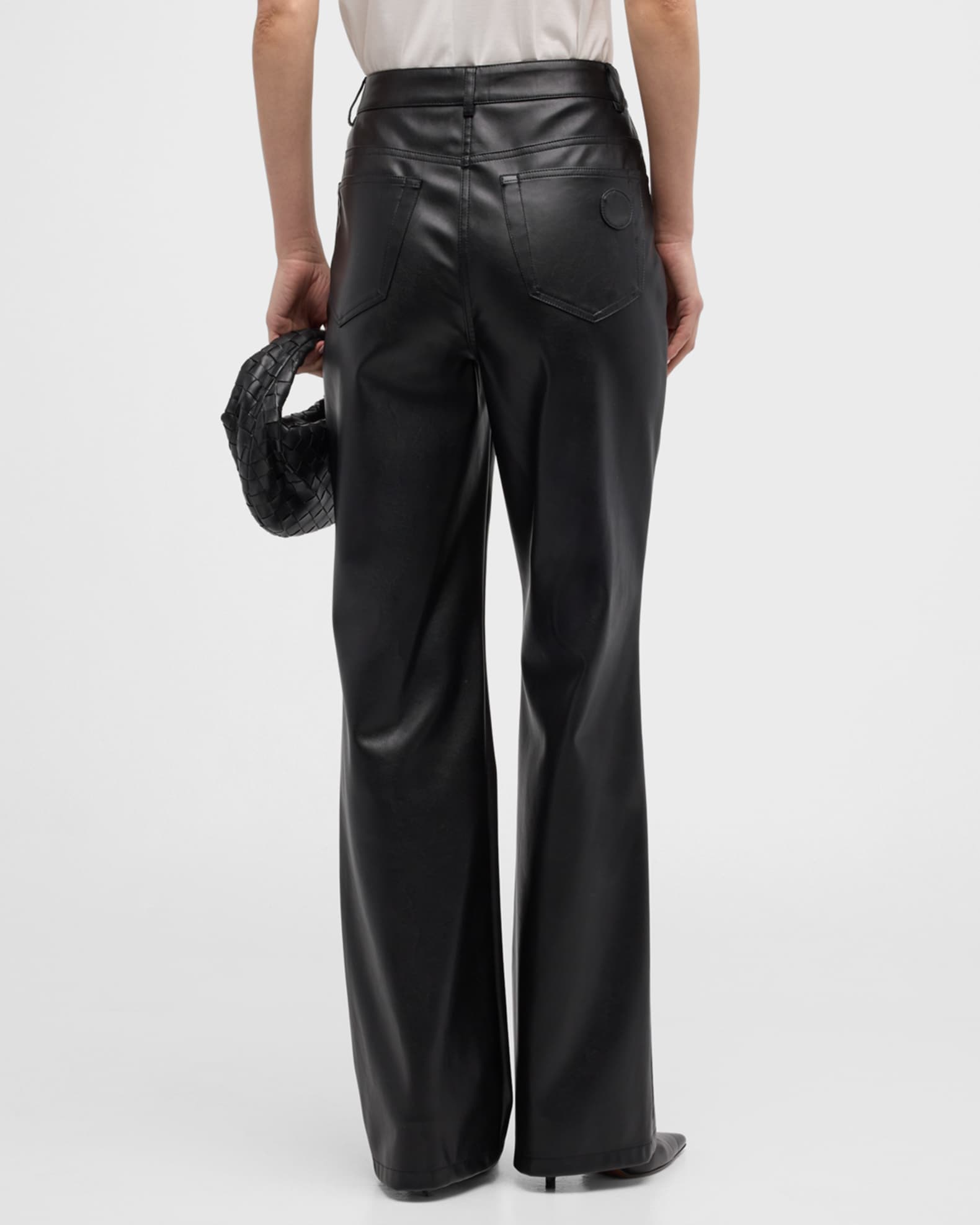Akris punto Carrie Mid-Rise Faux Leather Straight Pants | Neiman Marcus