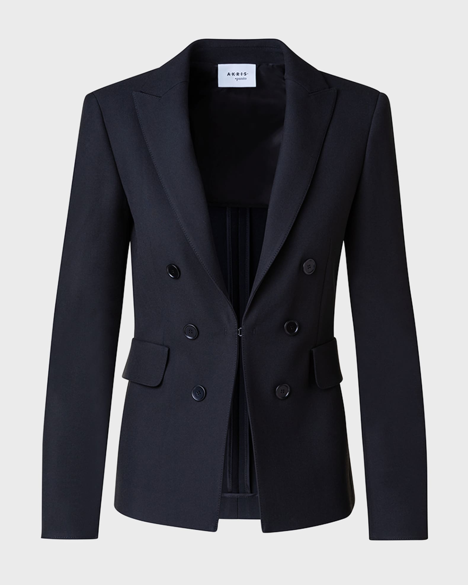 Akris punto Double-Breasted Illusion Pebble Crepe Sable Blazer Jacket