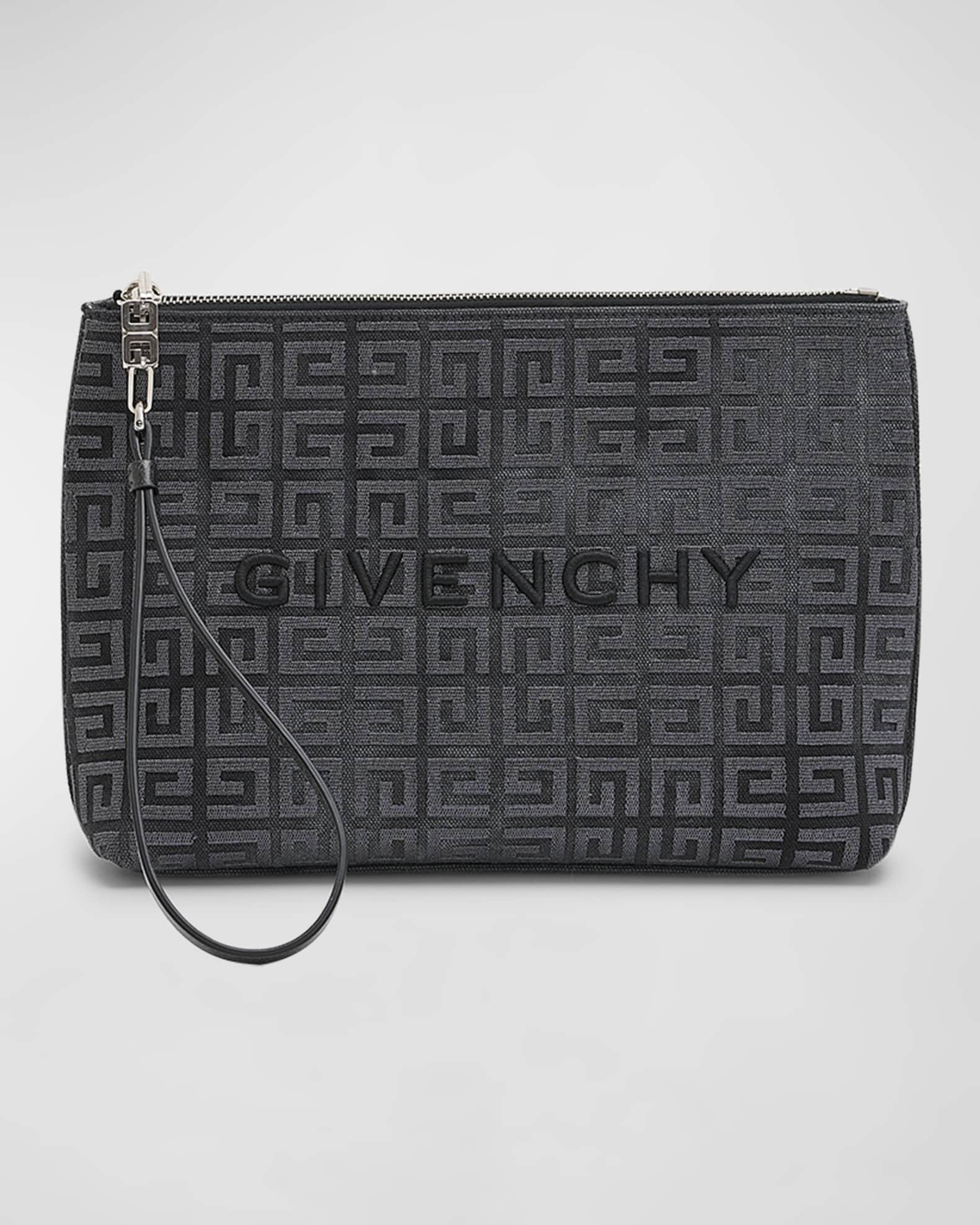 Givenchy Travel Zip Top Pouch in Distressed Canvas with Wristlet