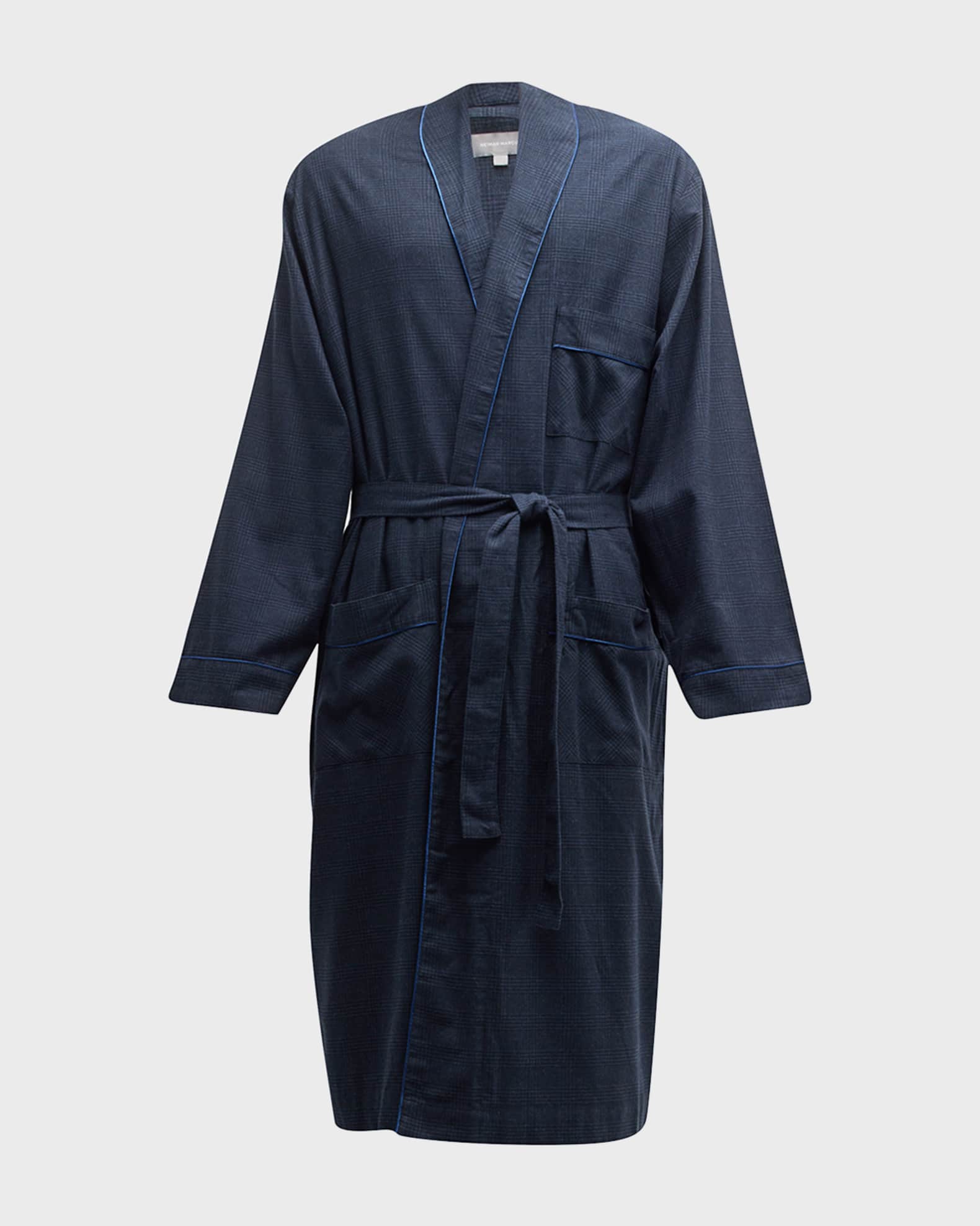 Neiman Marcus Men's Cotton-Cashmere Brushed Flannel Plaid Robe | Neiman ...