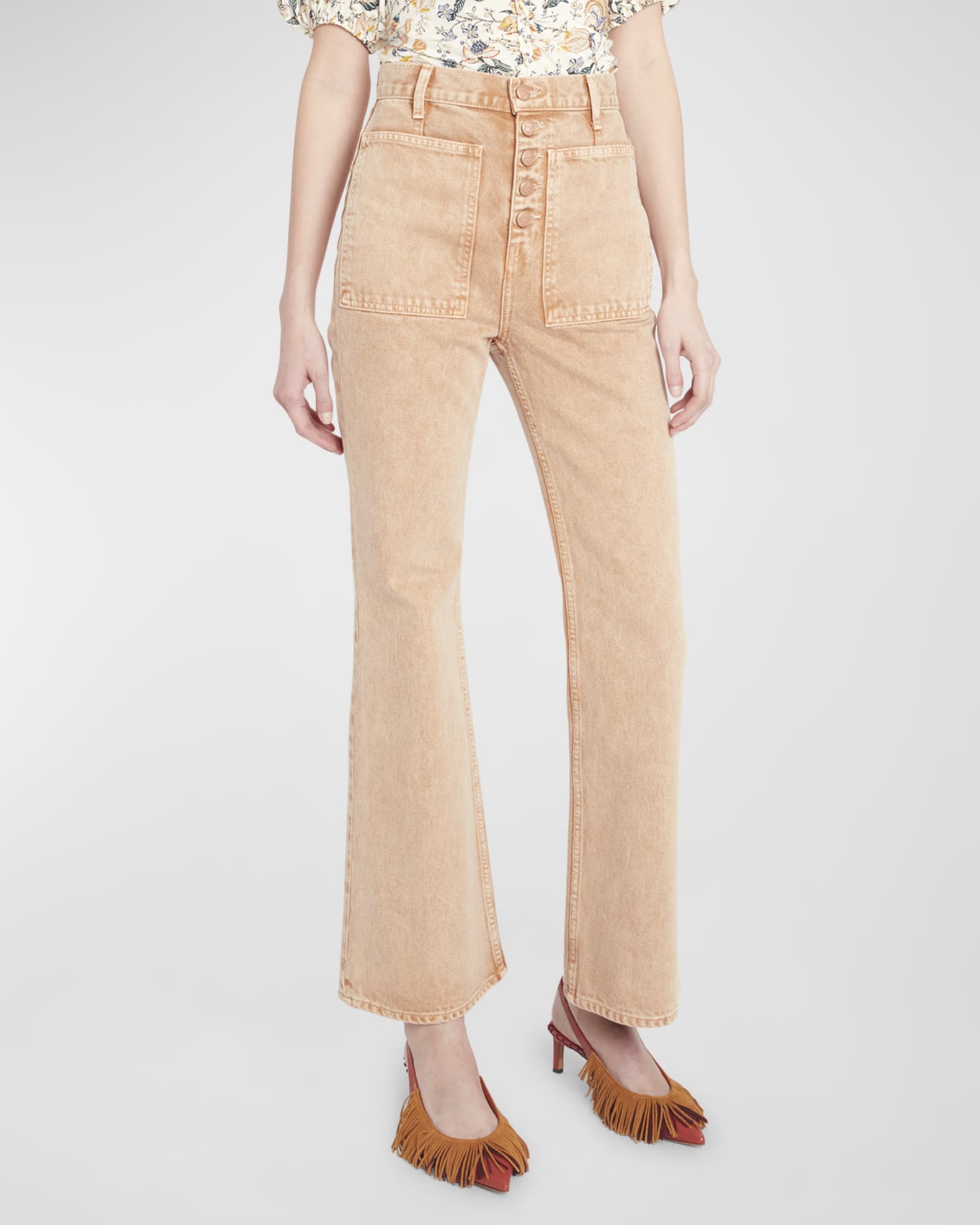 Ulla Johnson The Lou Garment-Dyed Flare Denim Jeans | Neiman Marcus