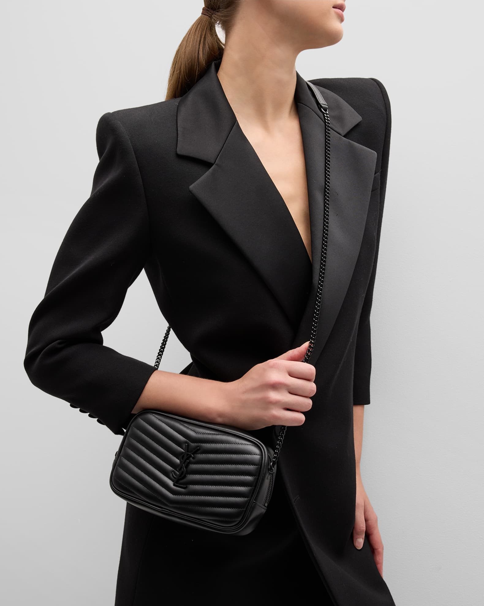 Mini lou quilted leather camera bag top
