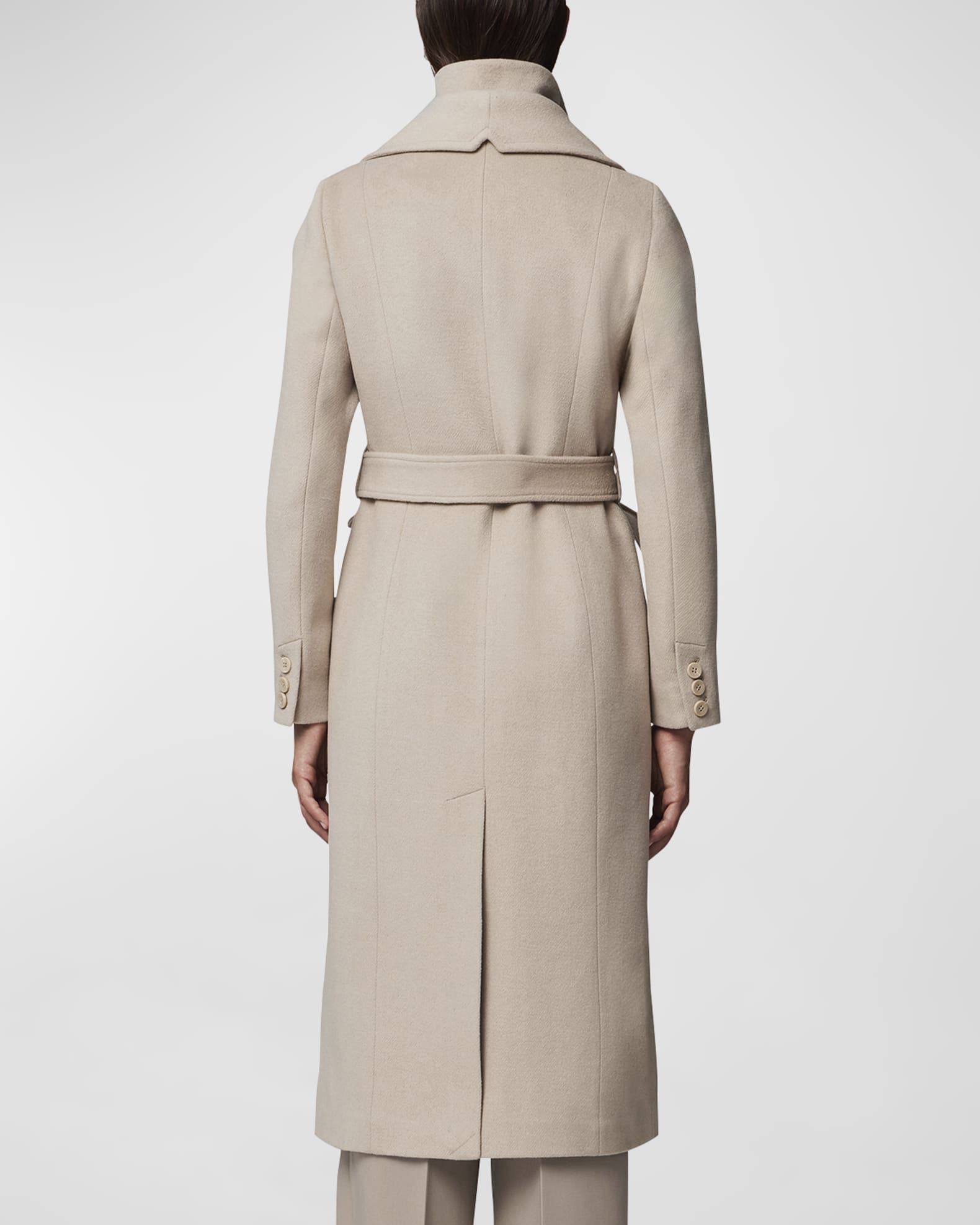 Ilana Layered Wool Peacoat with Tie Belt