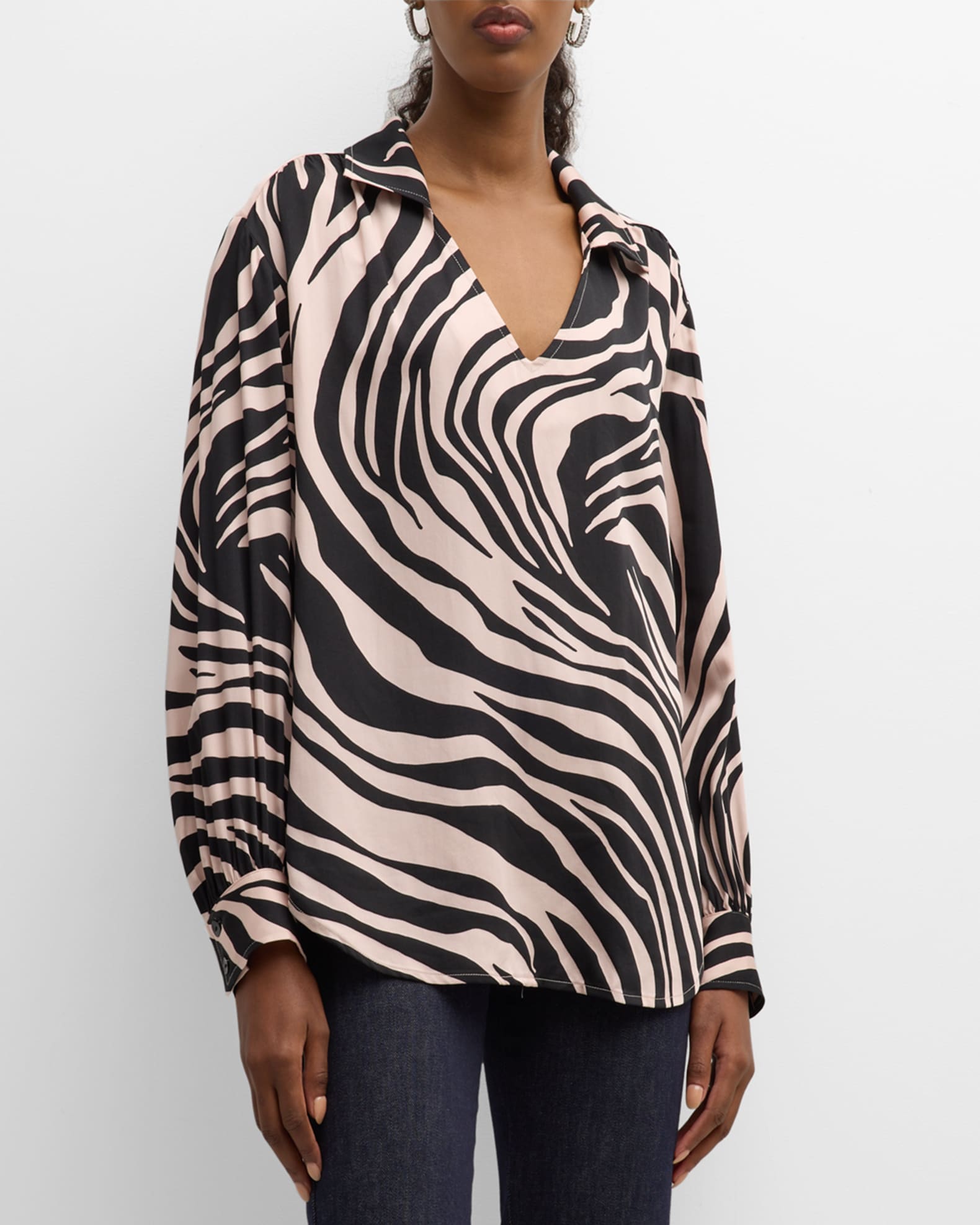 Finley Davy TigerPrint Satin Top Neiman Marcus