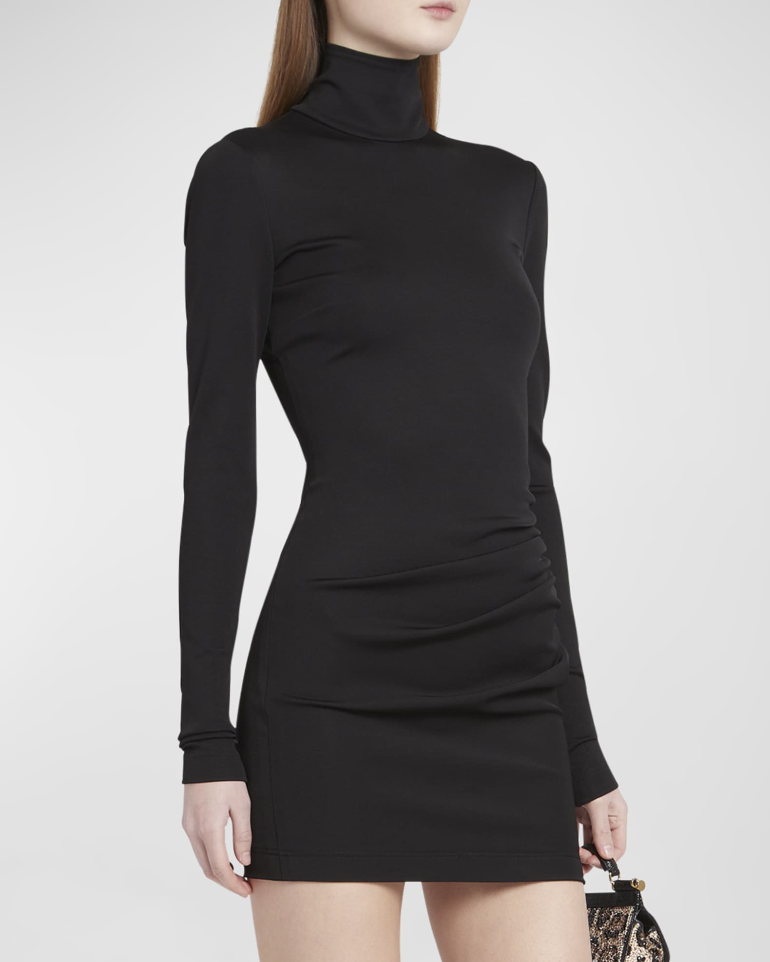 Dolce&Gabbana Gathered High-Neck Body-Con Mini Dress | Neiman Marcus