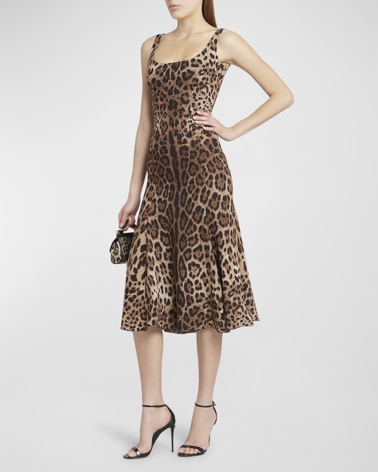 Leopard Fit Flare Midi Dress