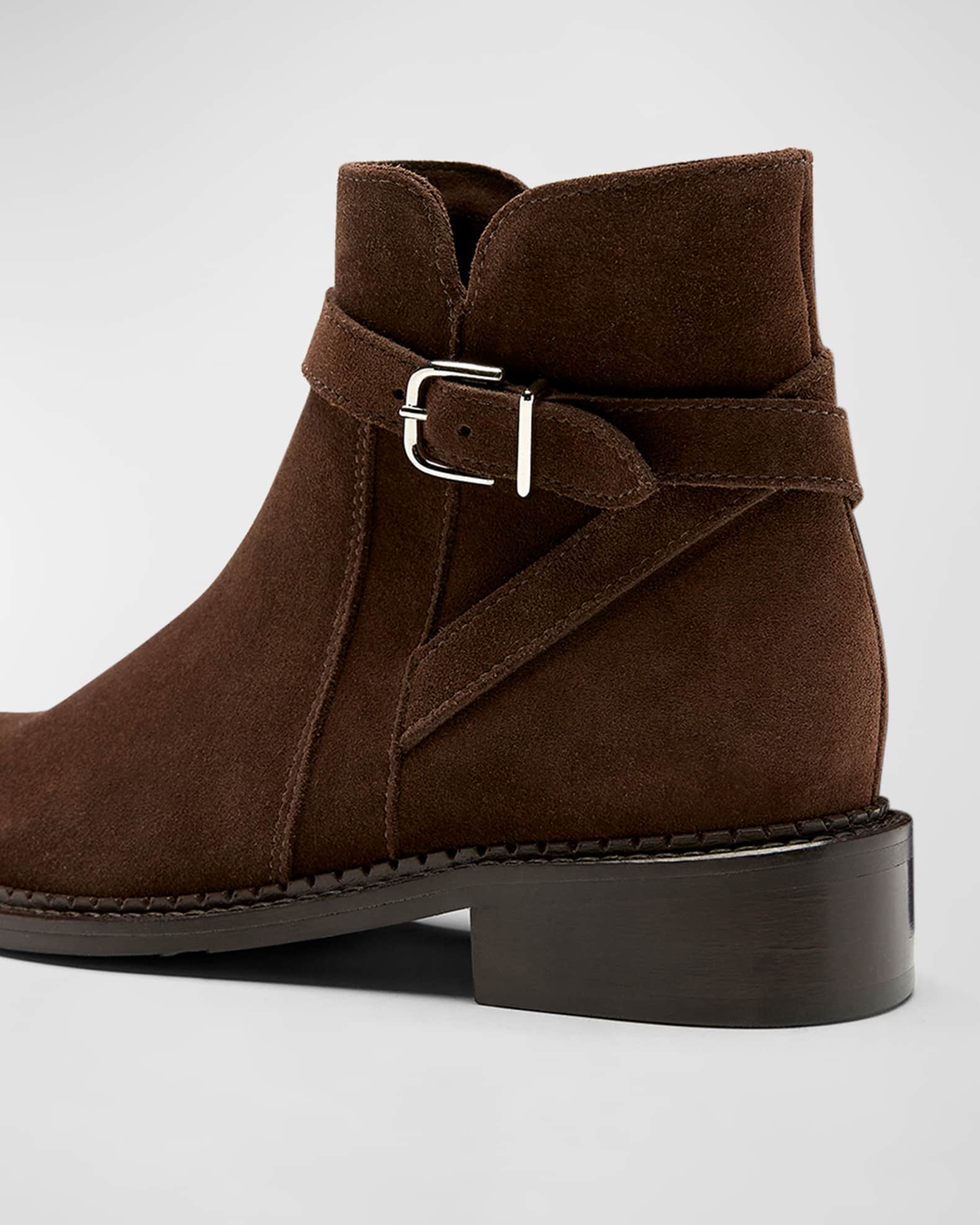 La Canadienne Sarah Suede Buckle Ankle Boots Neiman Marcus