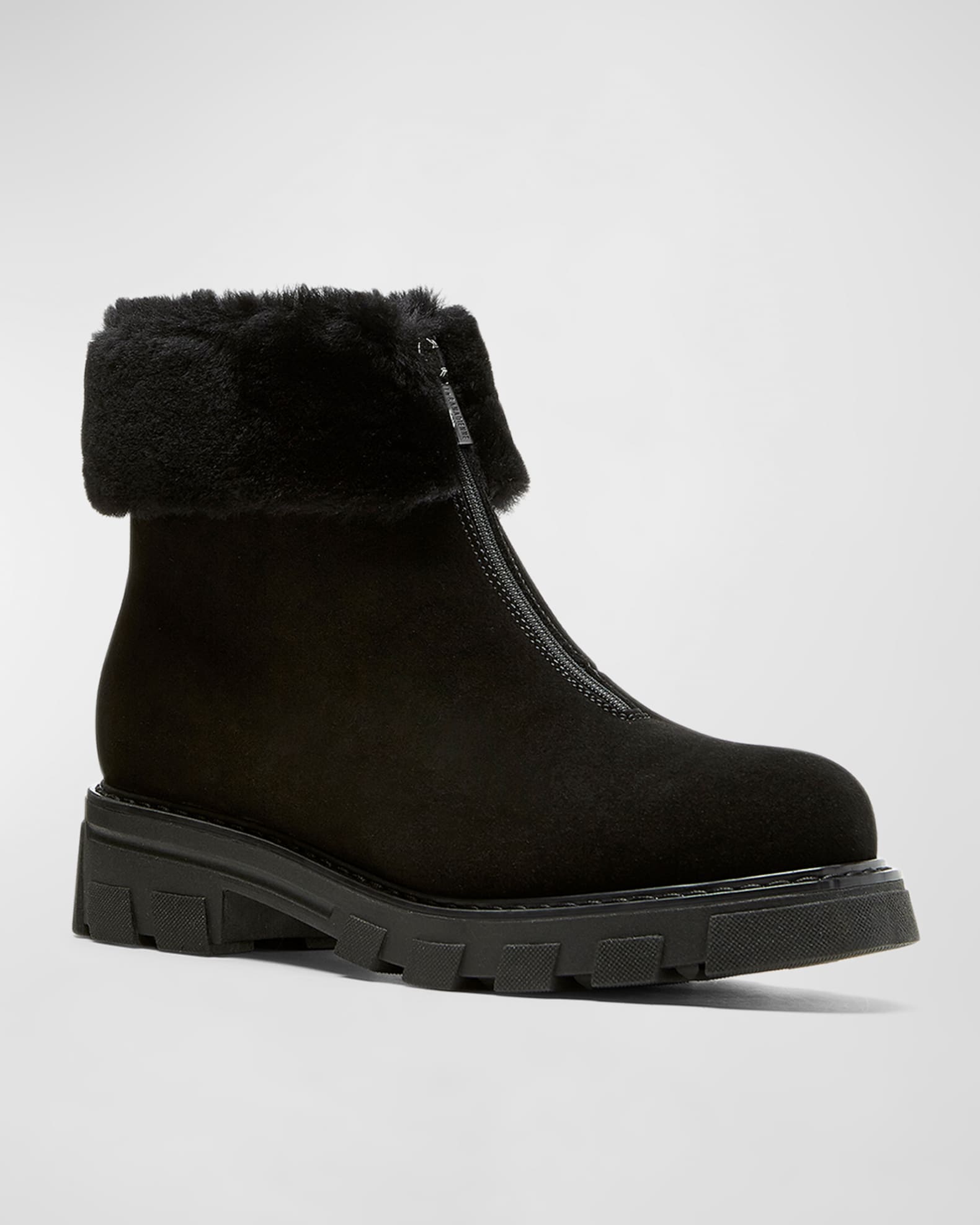 La Canadienne Adda Suede Shearling Zip Booties Neiman Marcus