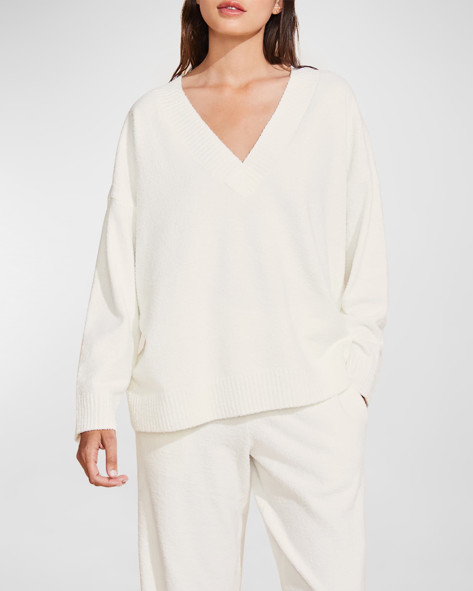 Eberjey Recycled Boucle V-Neck Sweater | Neiman Marcus